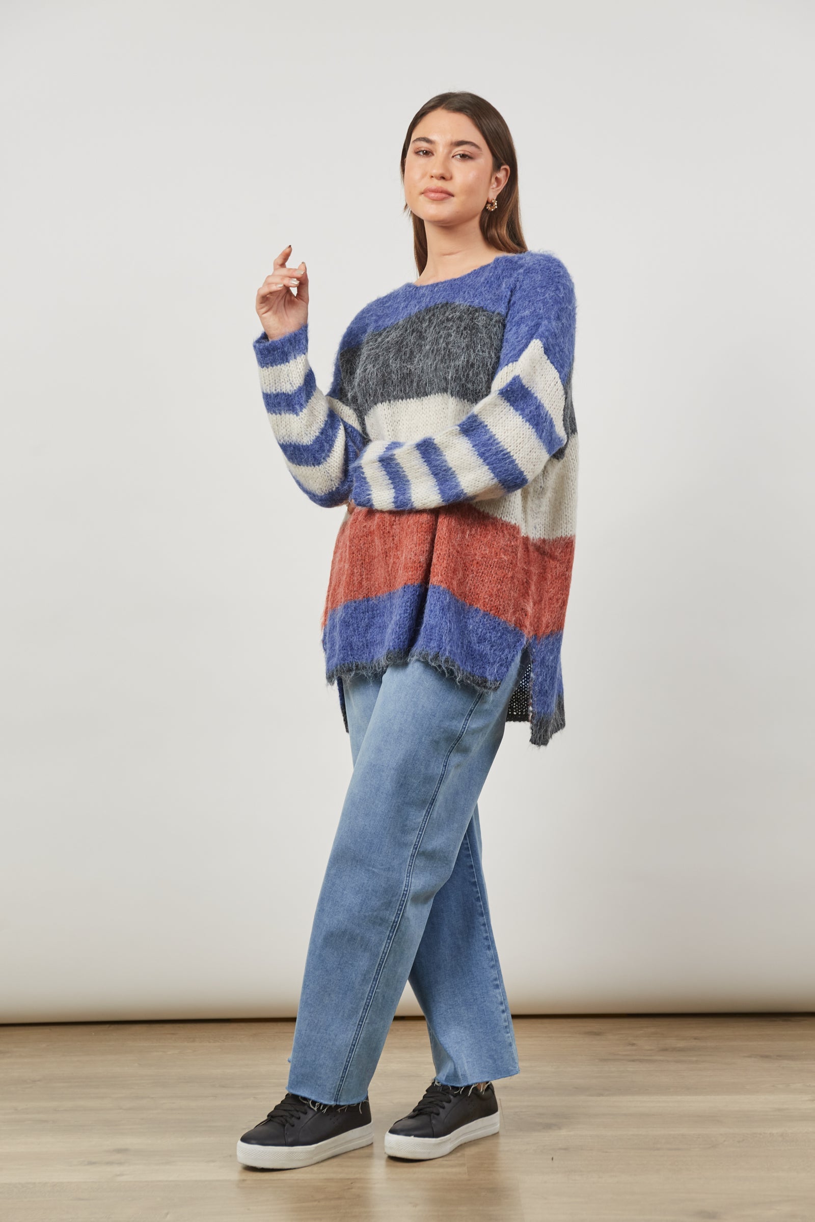 Serene Stripe Jumper - Azure Stripe - Isle of Mine Clothing - Knit Jumper One Size