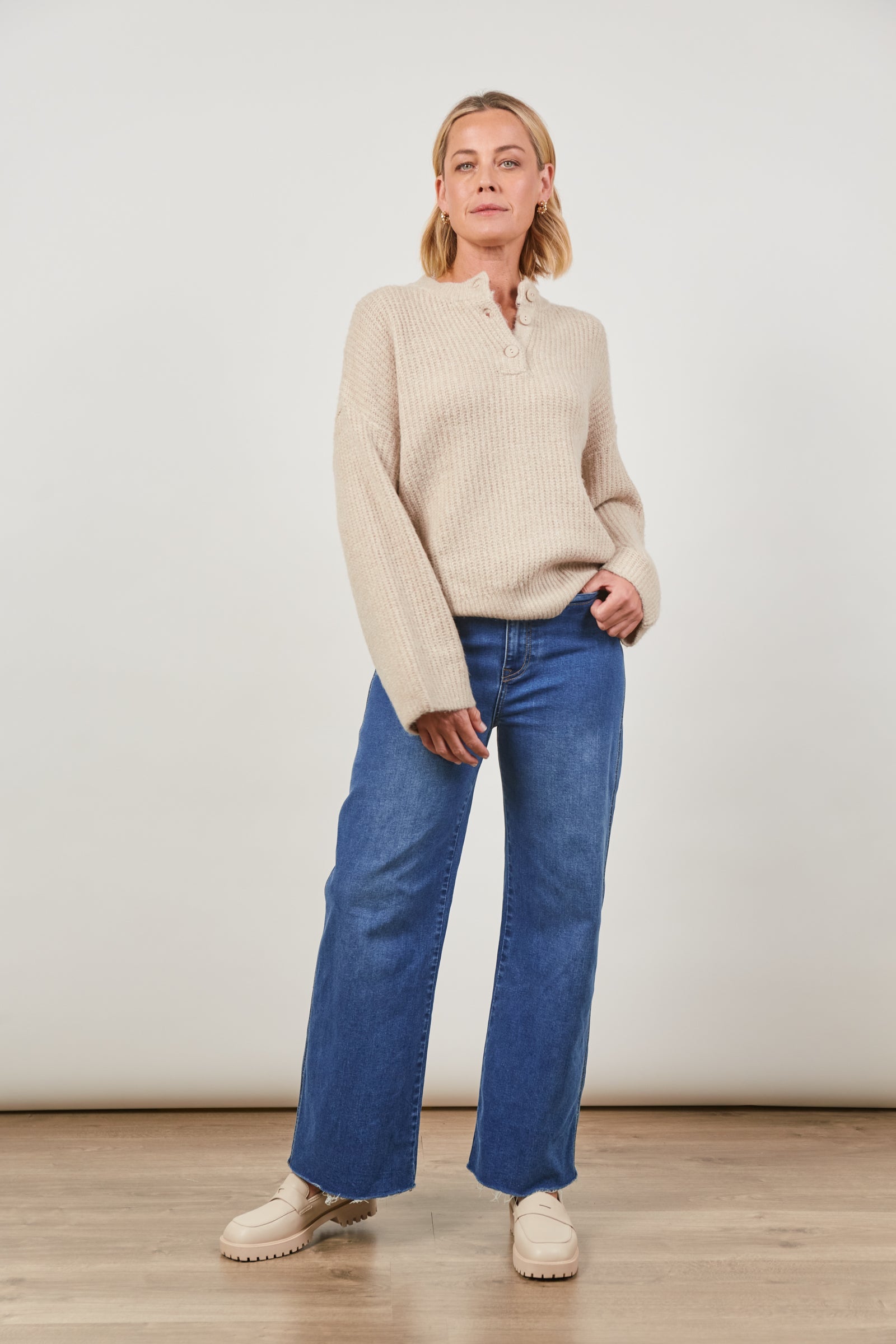 Avenue Button Jumper - Buff - Isle of Mine Clothing - Jumper