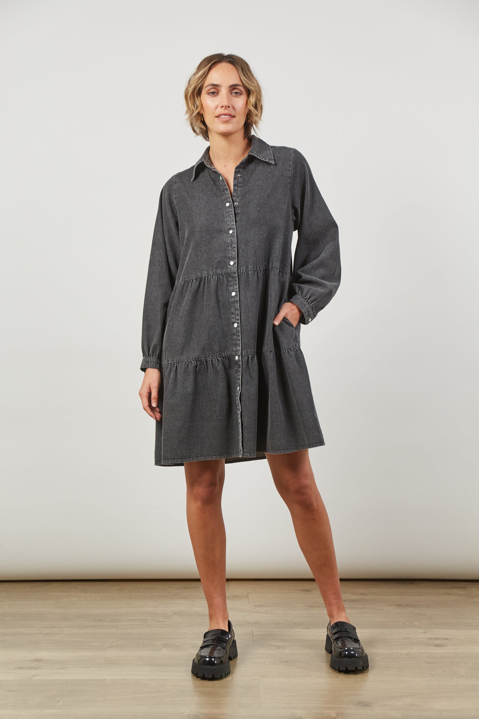 Urban Dress - Ash - Isle of Mine Clothing - Shirt Dress Mid