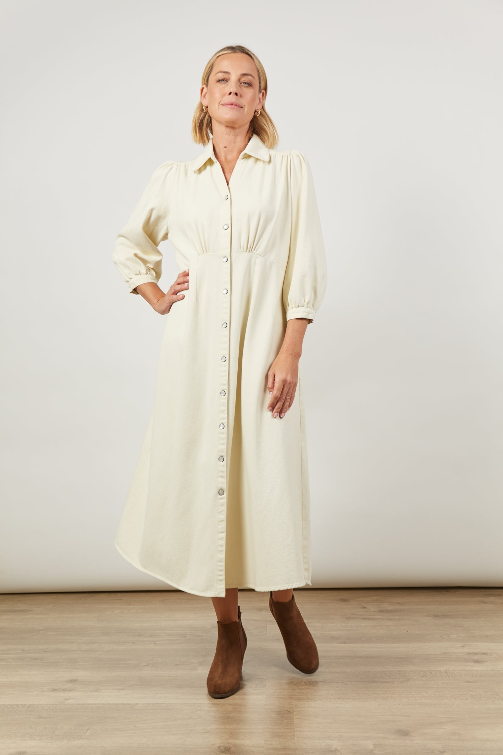 Urban Maxi - Creme - Isle of Mine Clothing - Shirt Dress Maxi