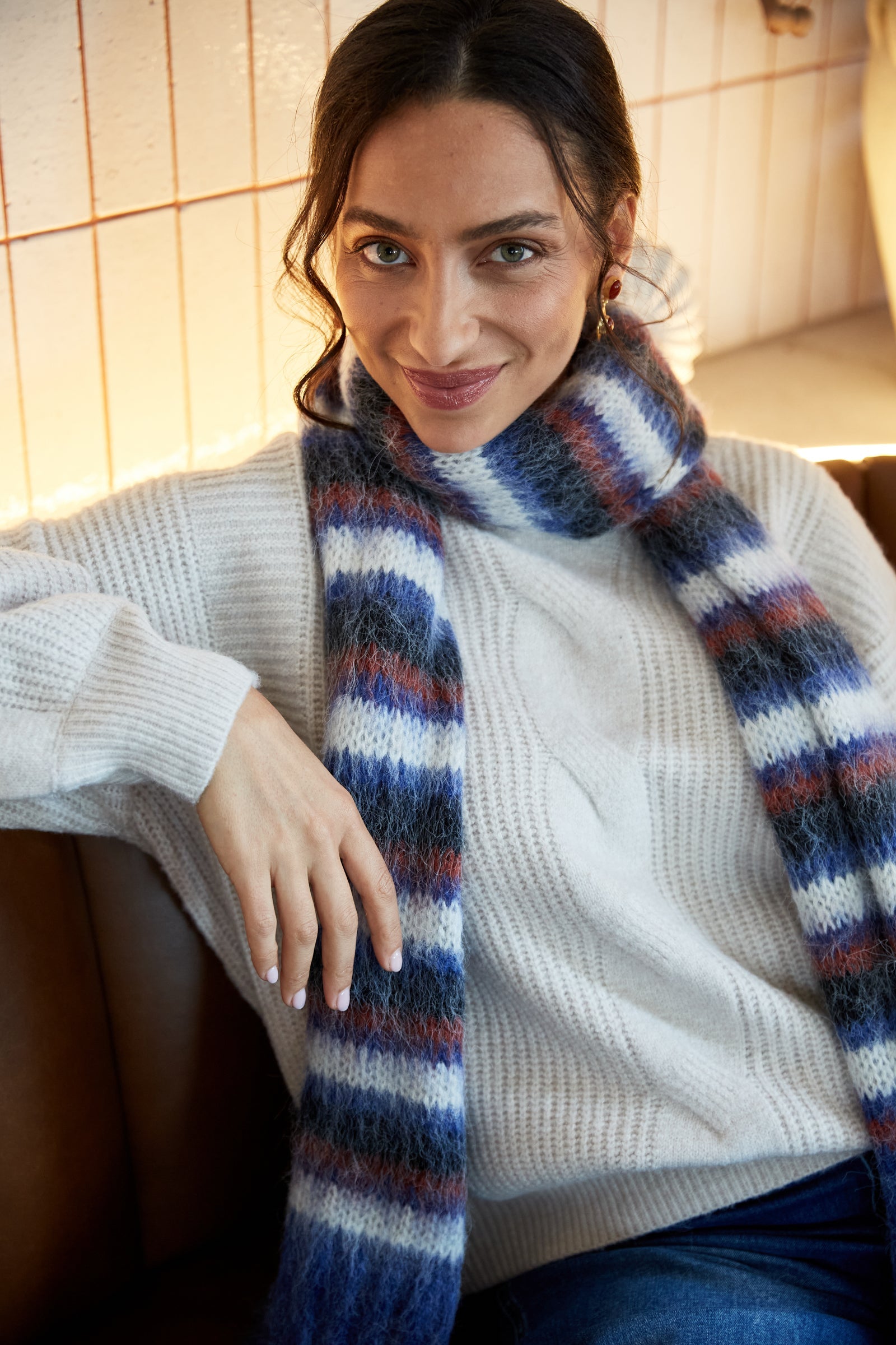 Serene Scarf - Azure Stripe - Isle of Mine Scarves