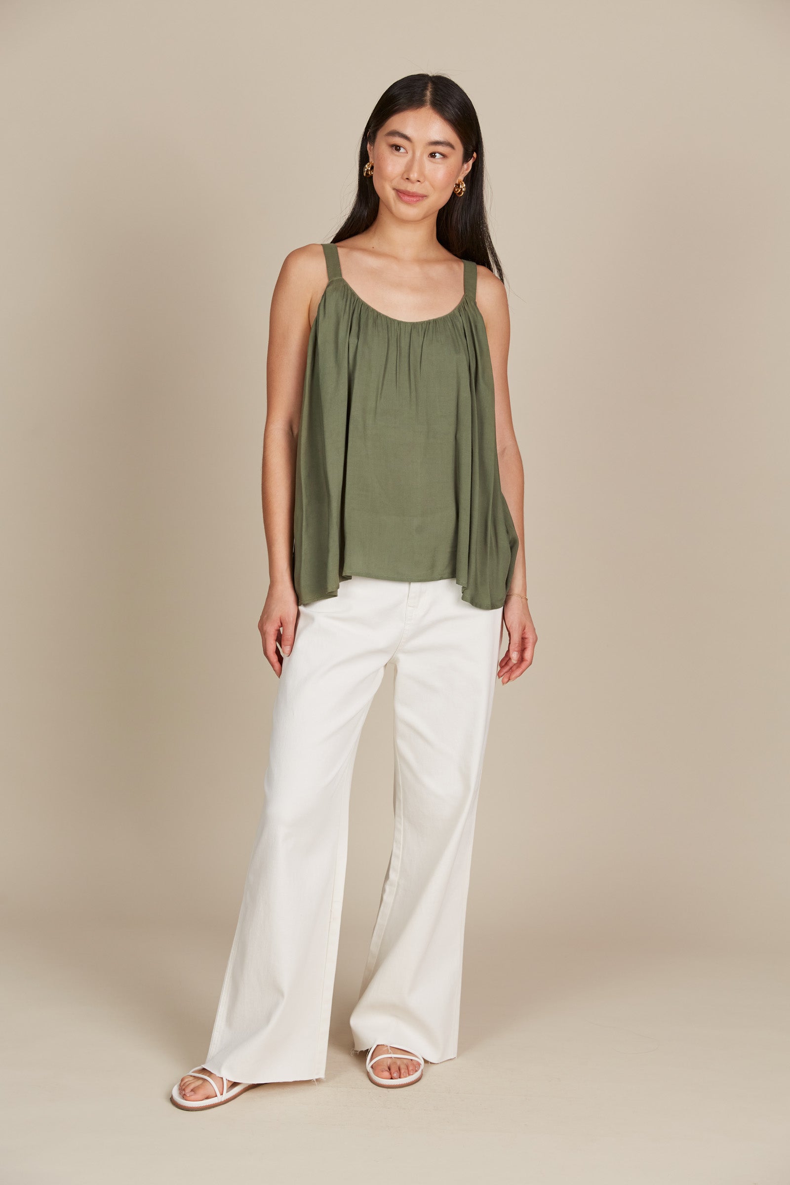 Esme Tank - Olive - Isle of Mine Clothing - Top Strappy