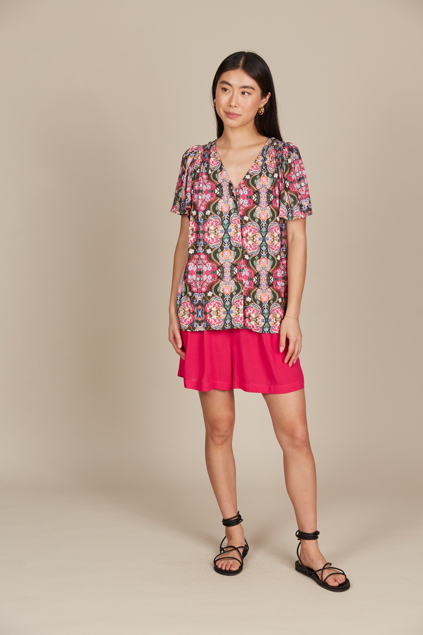 Esme Blouse - Olive Fleuron