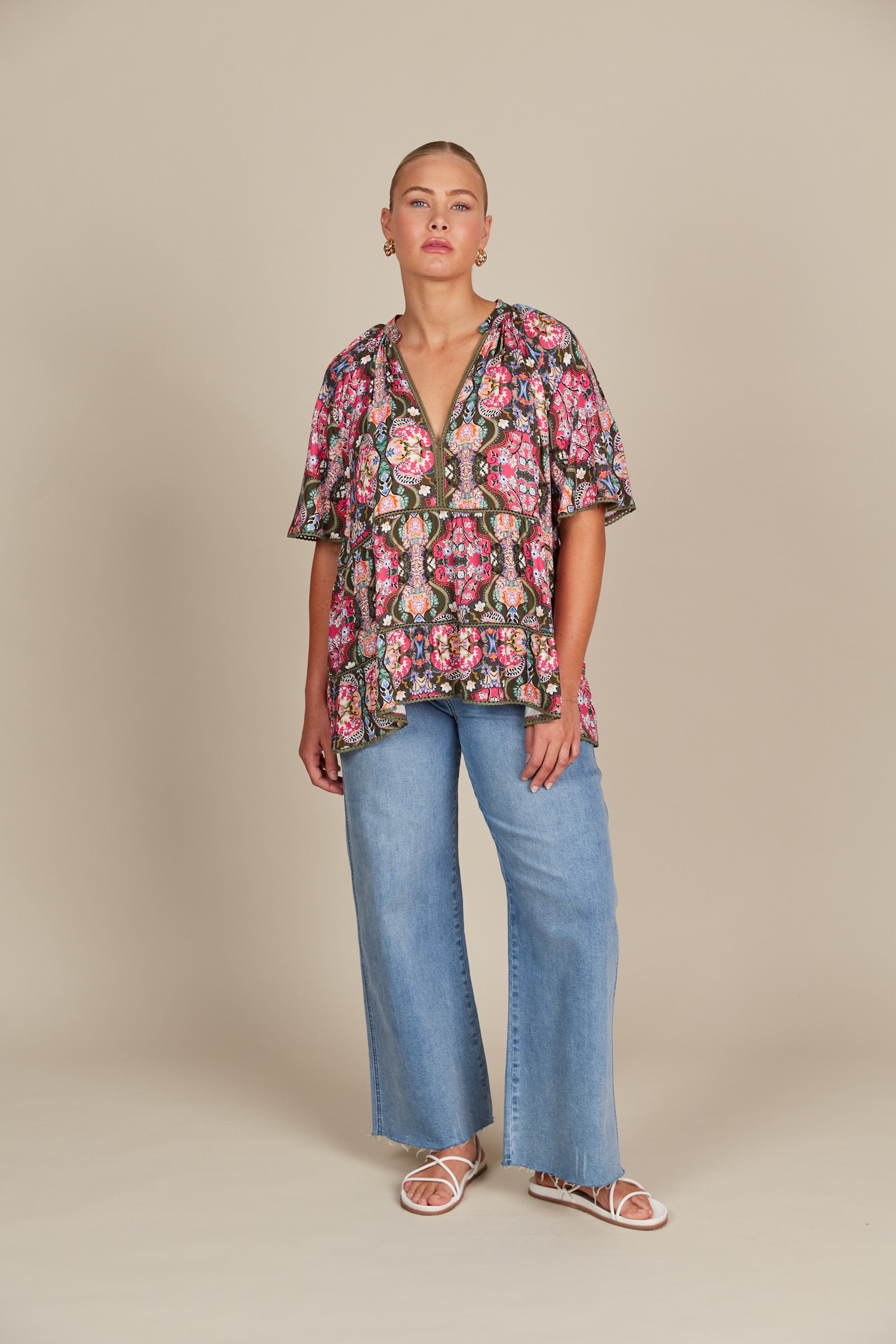 Esme Top - Olive Fleuron
