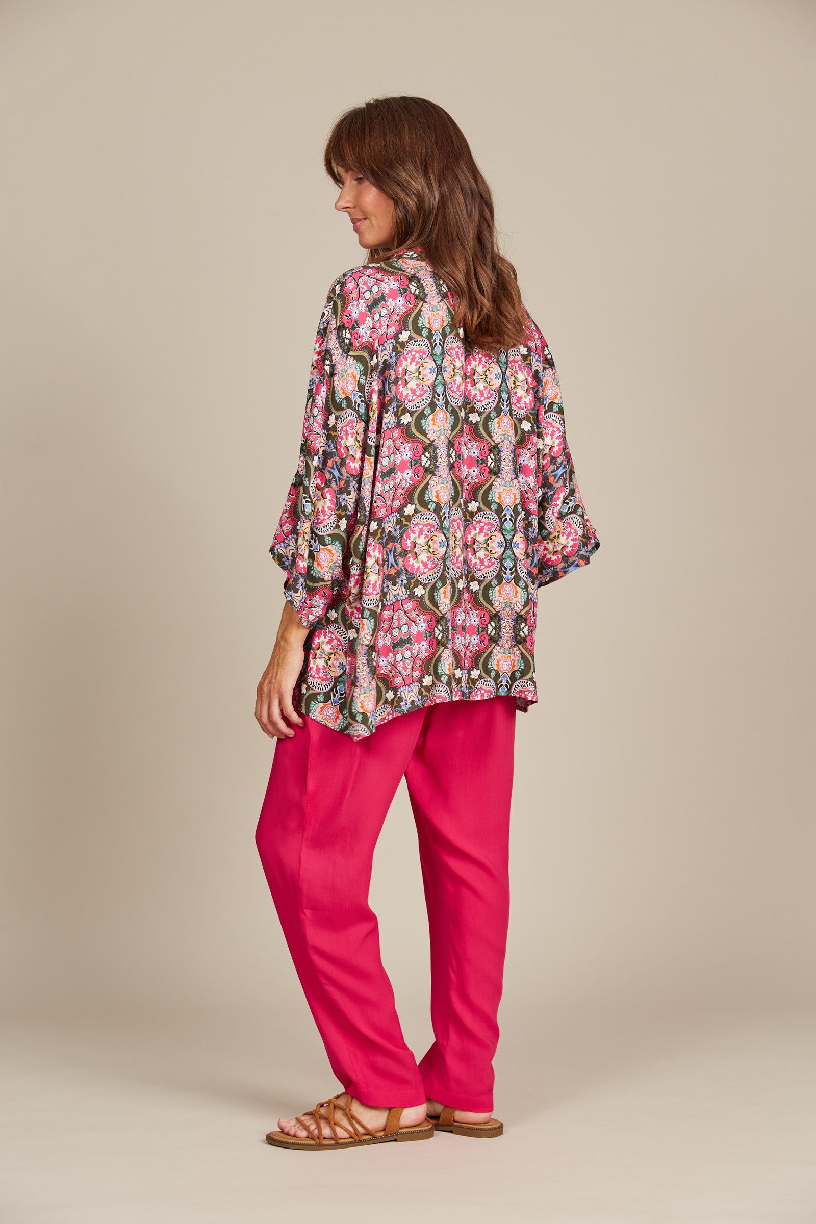 Esme Relaxed Top - Olive Fleuron