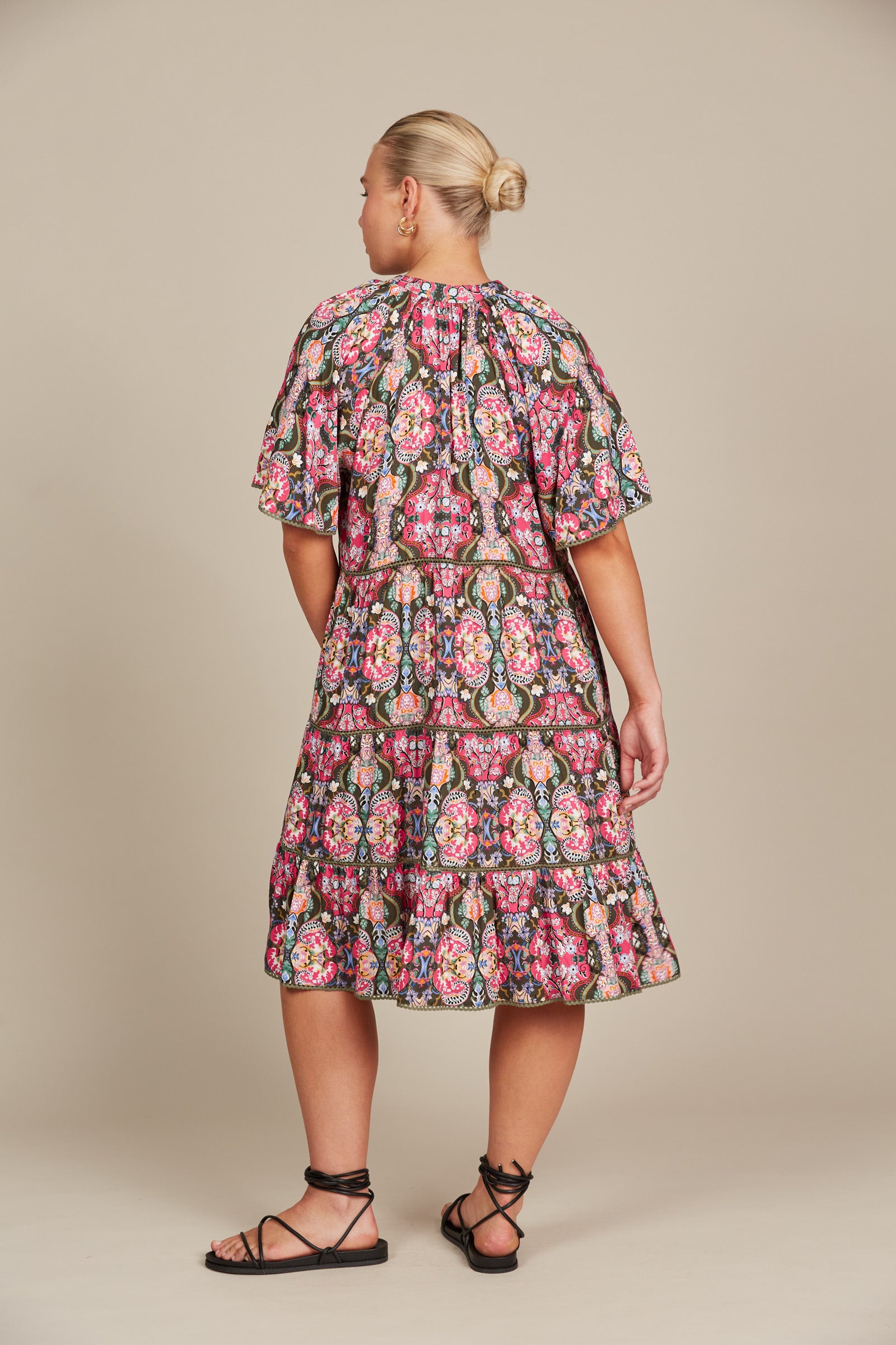 Esme Dress - Olive Fleuron