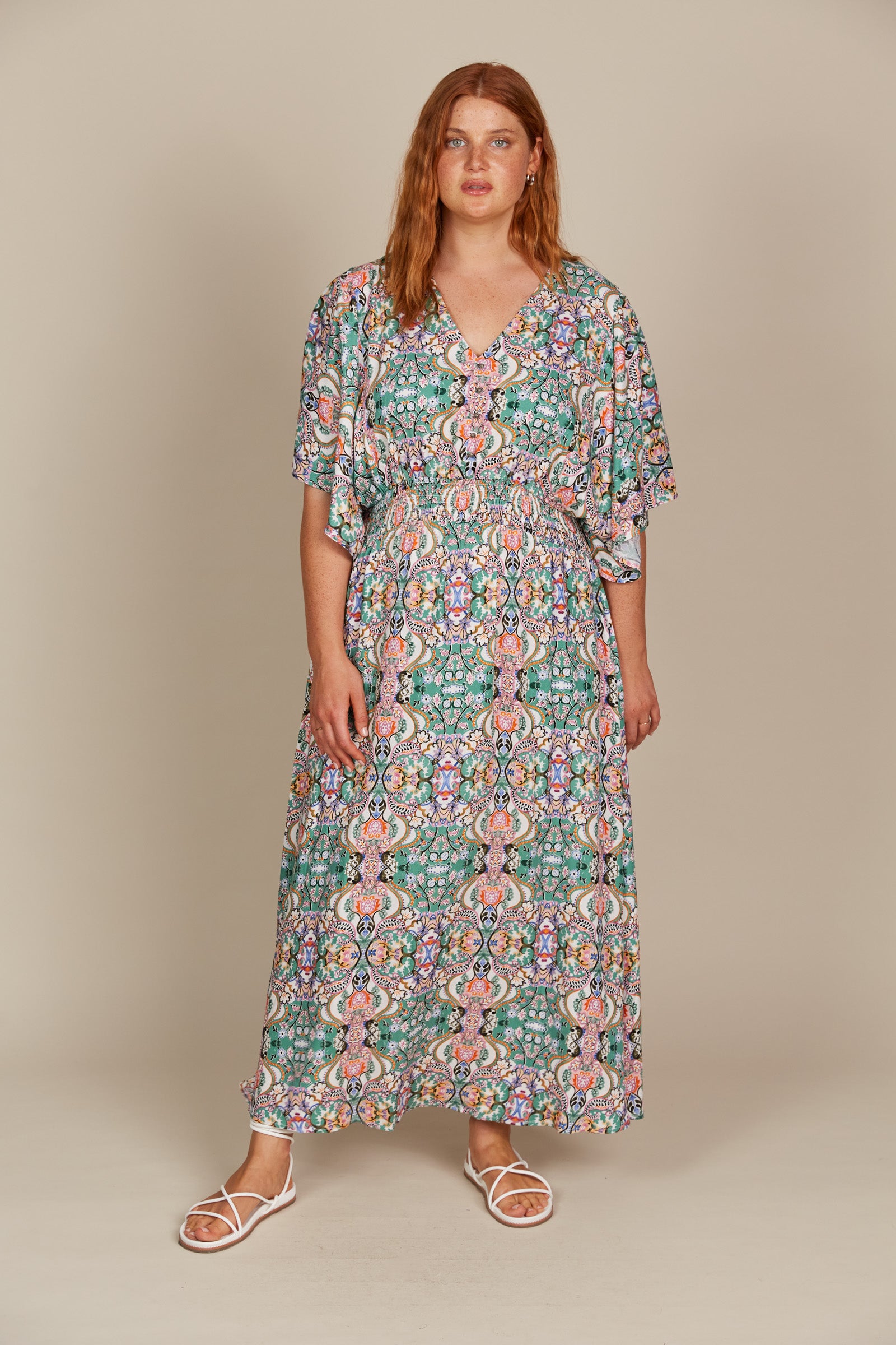 Esme Button Dress - Lotus Fleuron