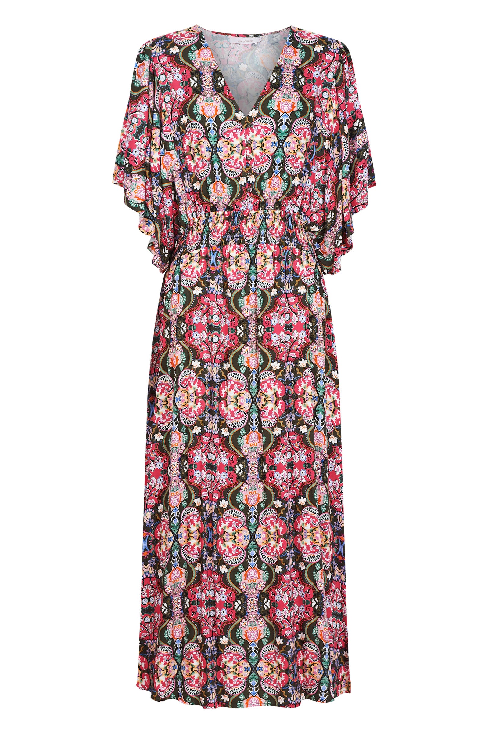 Esme Button Dress - Olive Fleuron