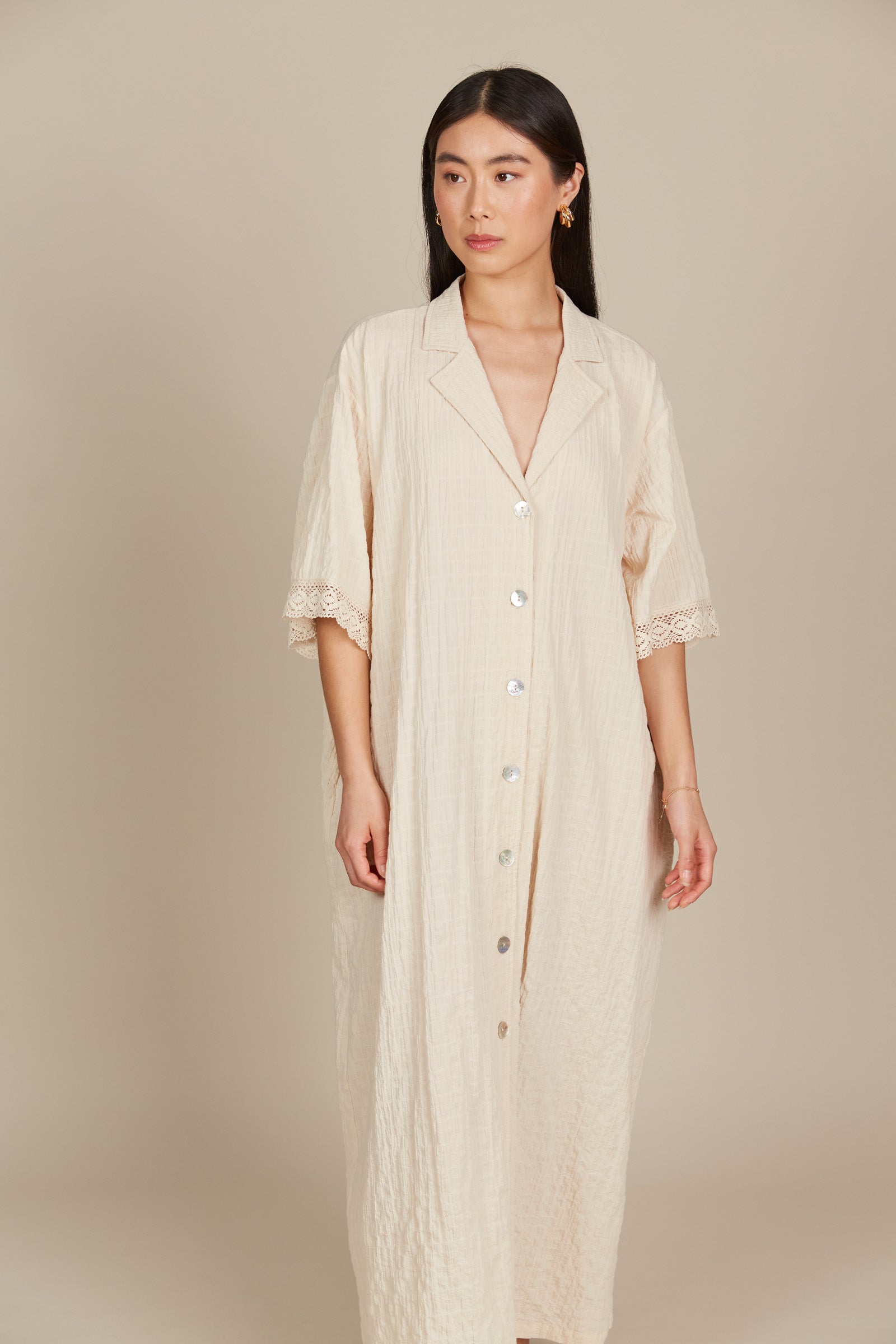 Fleur Shirt Dress - Canvas - Isle of Mine Clothing - Shirt Dress Maxi