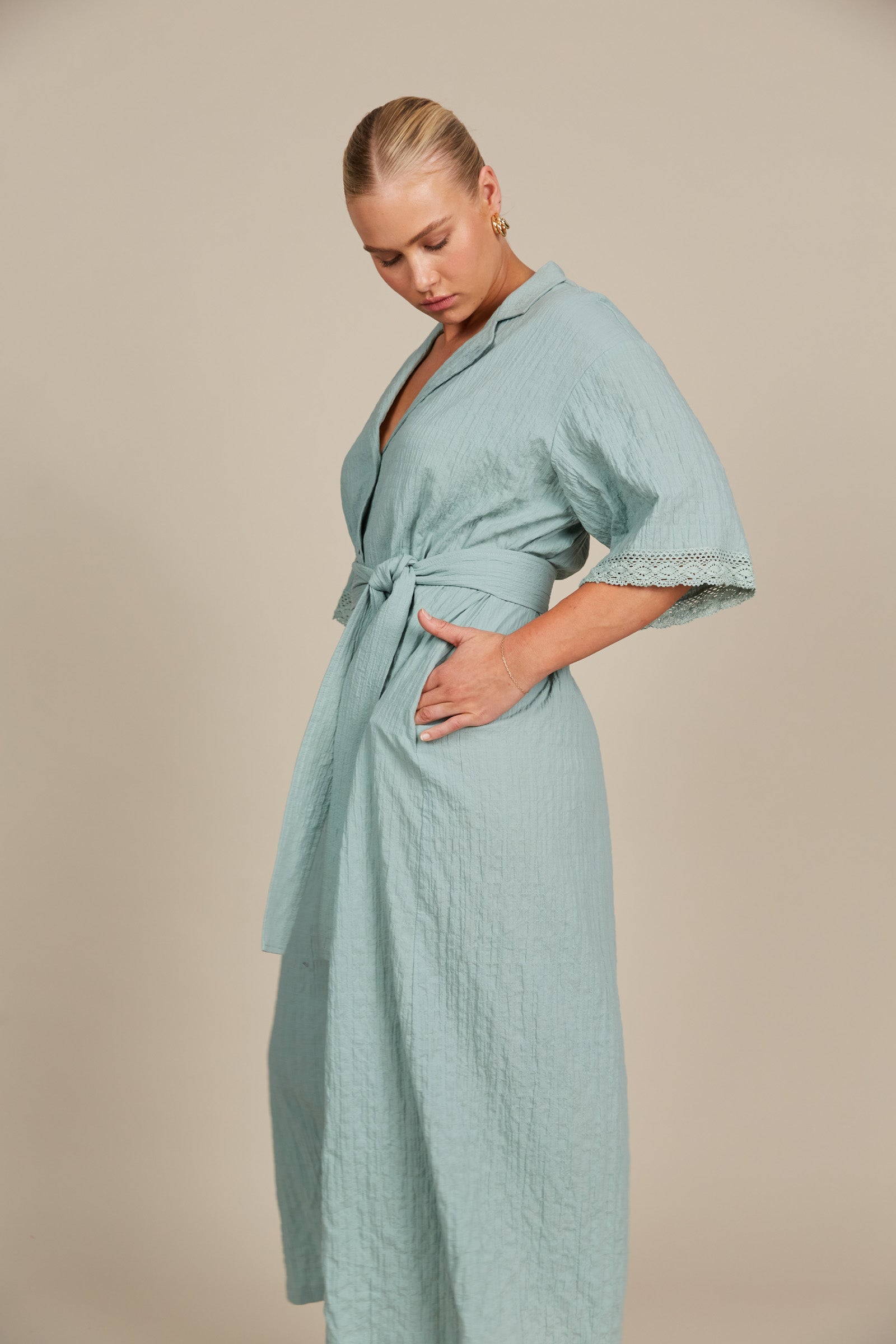 Fleur Shirt Dress - Seafoam - Isle of Mine Clothing - Shirt Dress Maxi
