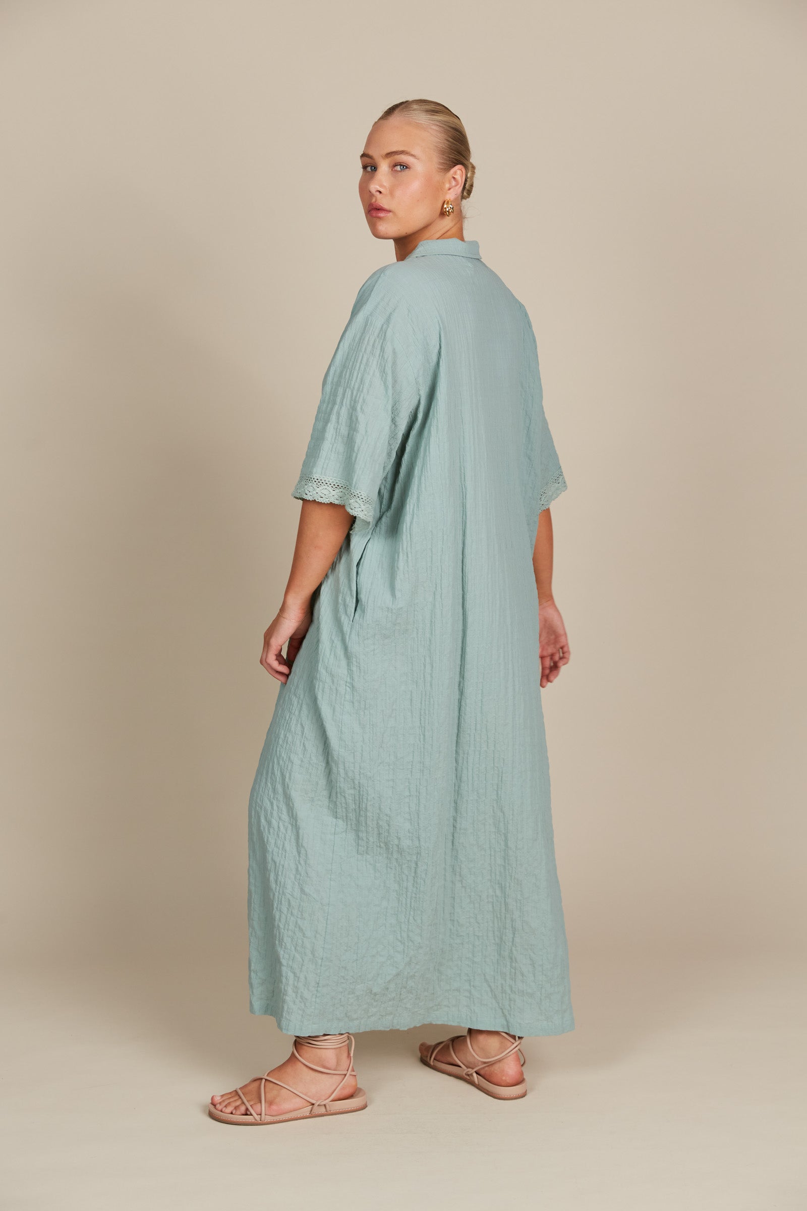 Fleur Shirt Dress - Seafoam - Isle of Mine Clothing - Shirt Dress Maxi