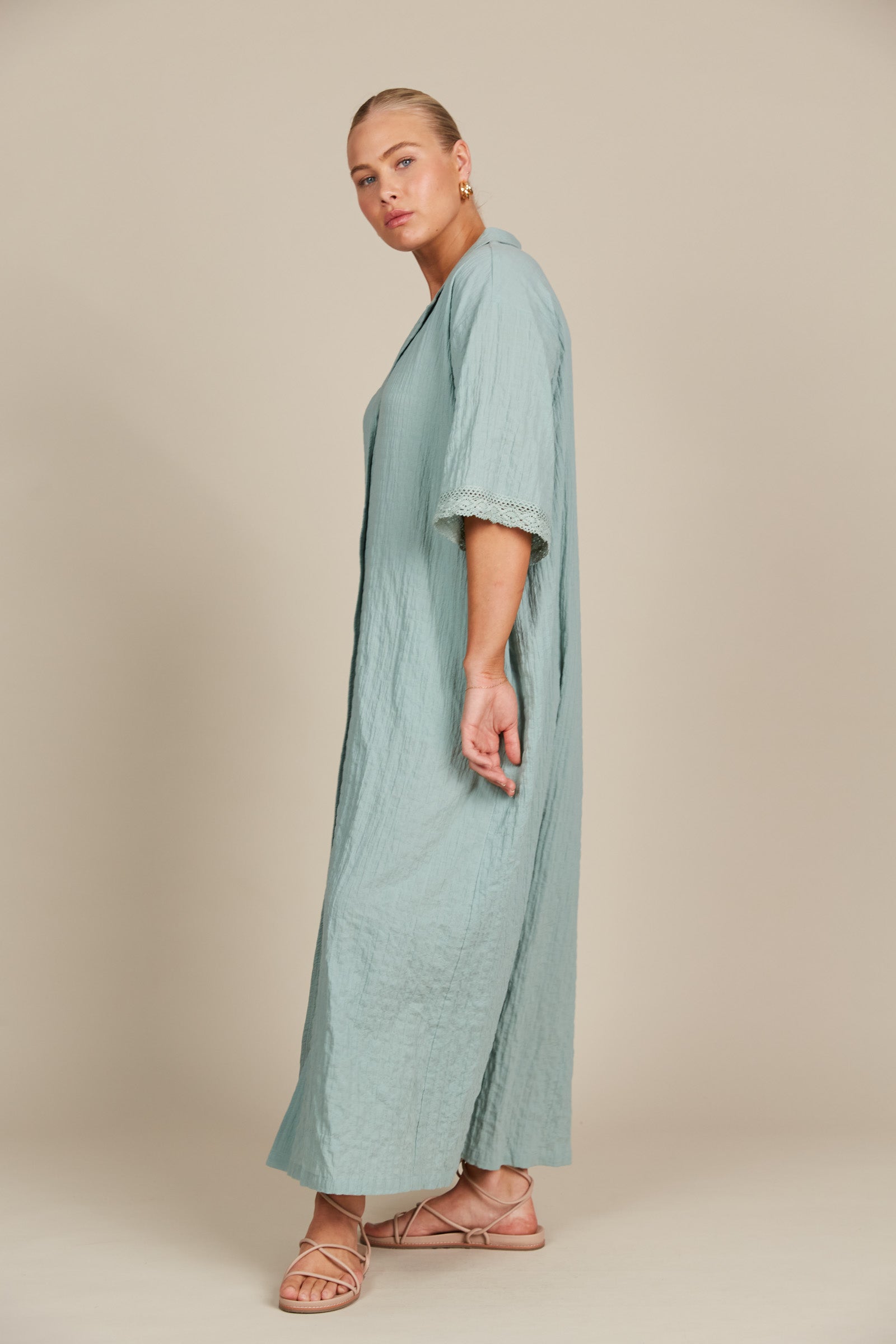 Fleur Shirt Dress - Seafoam - Isle of Mine Clothing - Shirt Dress Maxi