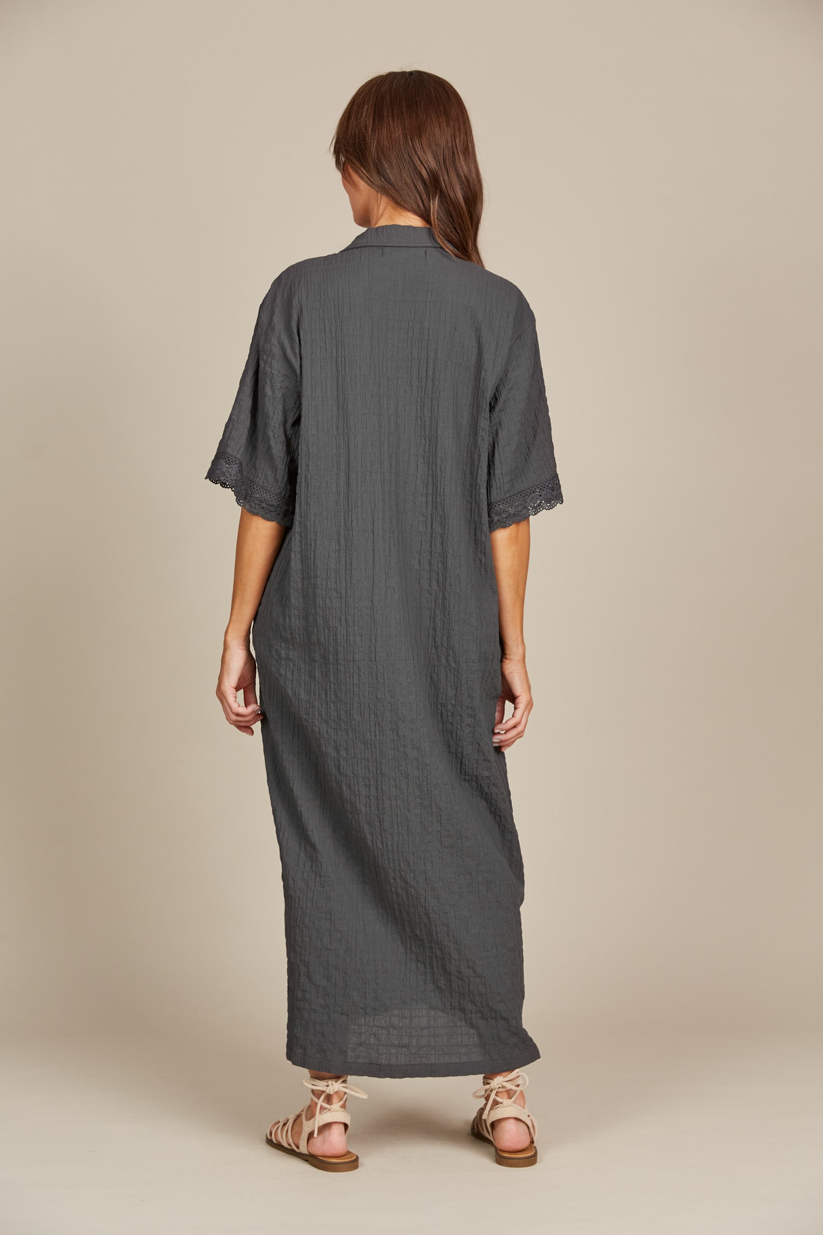 Fleur Shirt Dress - Graphite - Isle of Mine Clothing - Shirt Dress Maxi