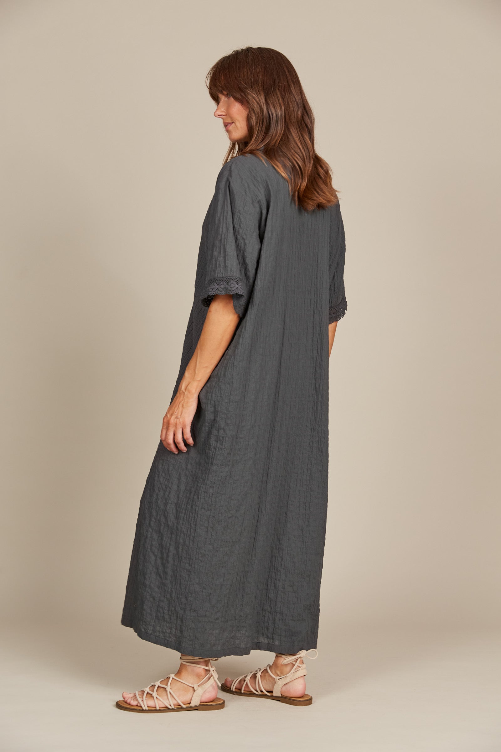 Fleur Shirt Dress - Graphite - Isle of Mine Clothing - Shirt Dress Maxi