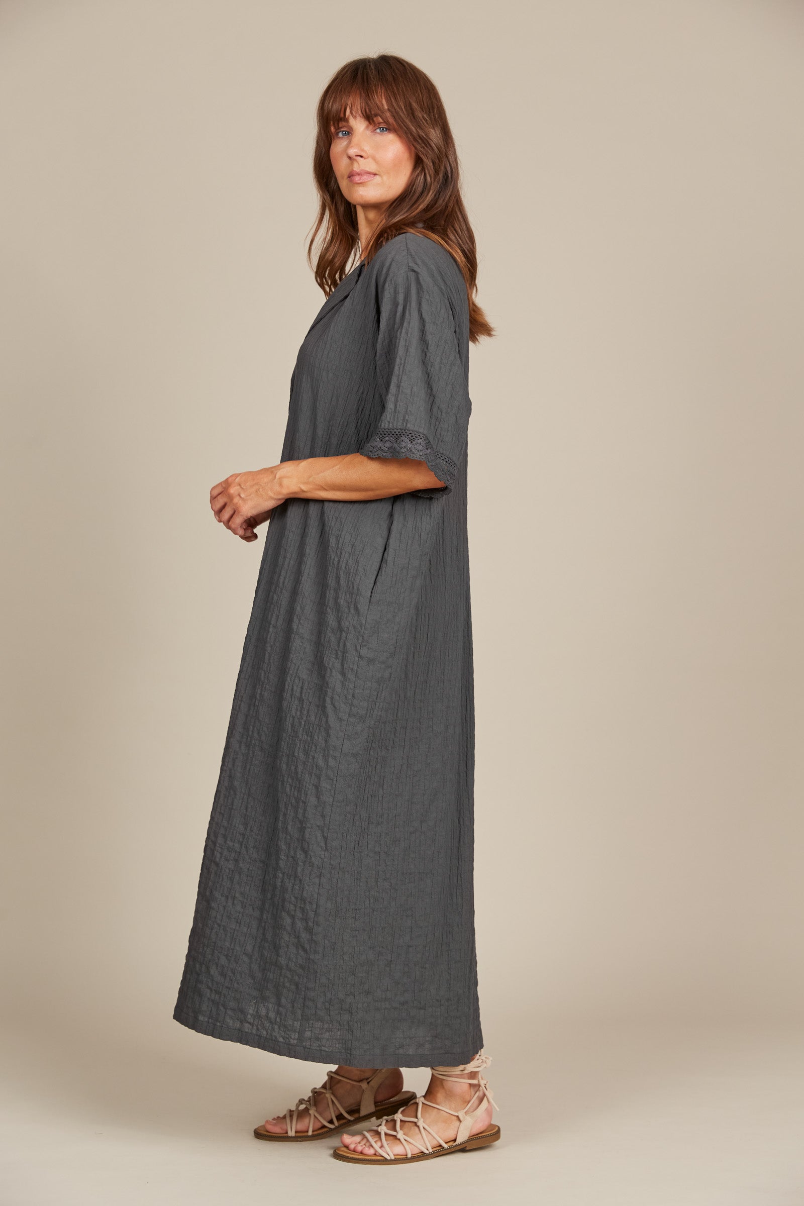 Fleur Shirt Dress - Graphite - Isle of Mine Clothing - Shirt Dress Maxi