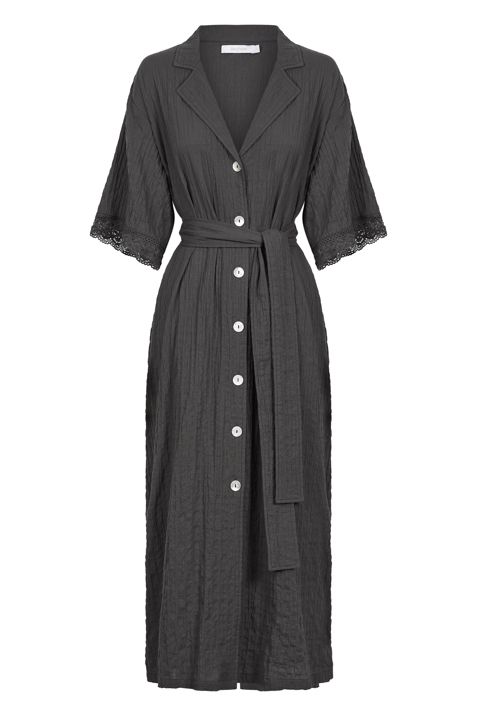Fleur Shirt Dress - Graphite - Isle of Mine Clothing - Shirt Dress Maxi