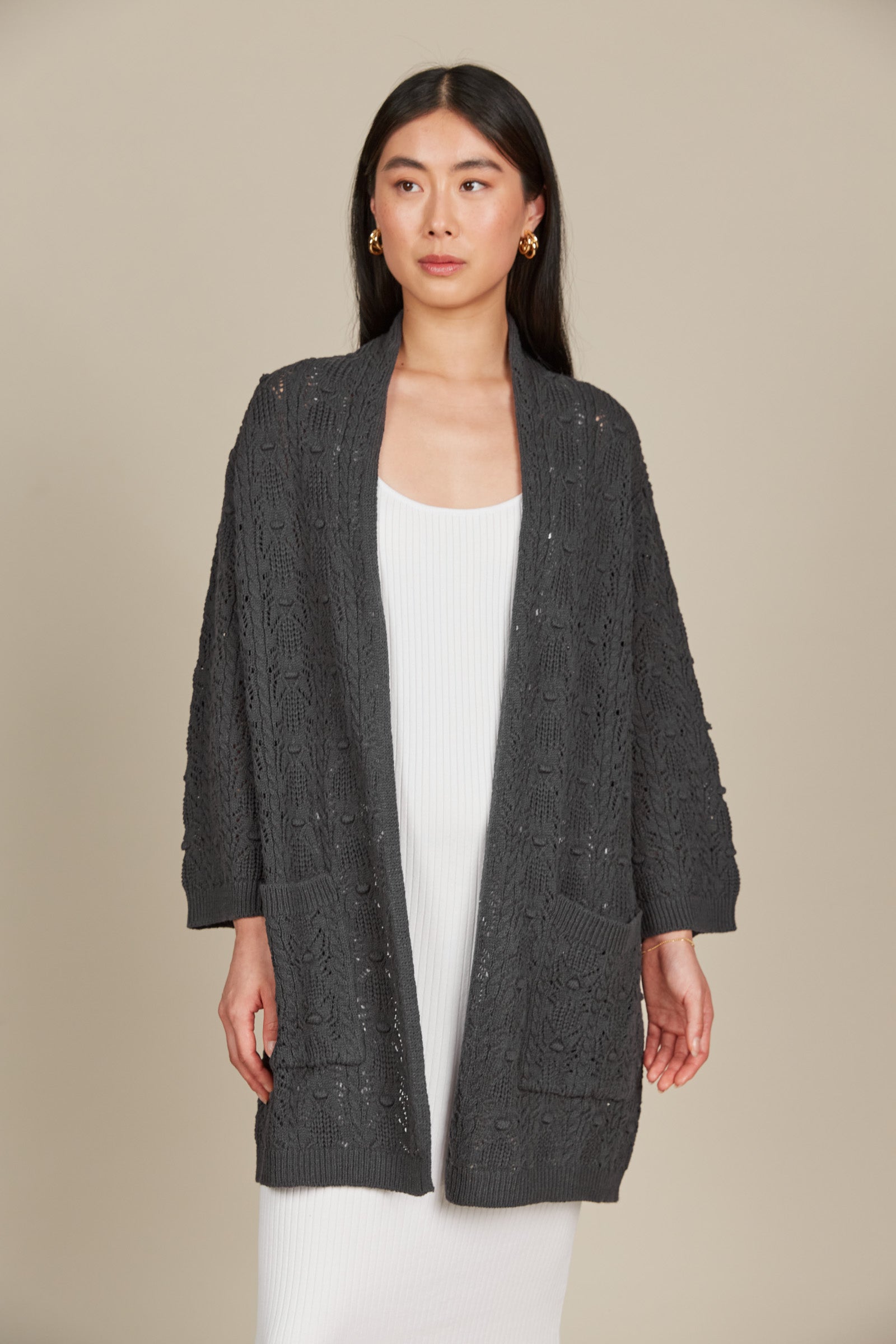 Sylvie Cardigan - Graphite - Isle of Mine Clothing - Knit Cardigan One Size