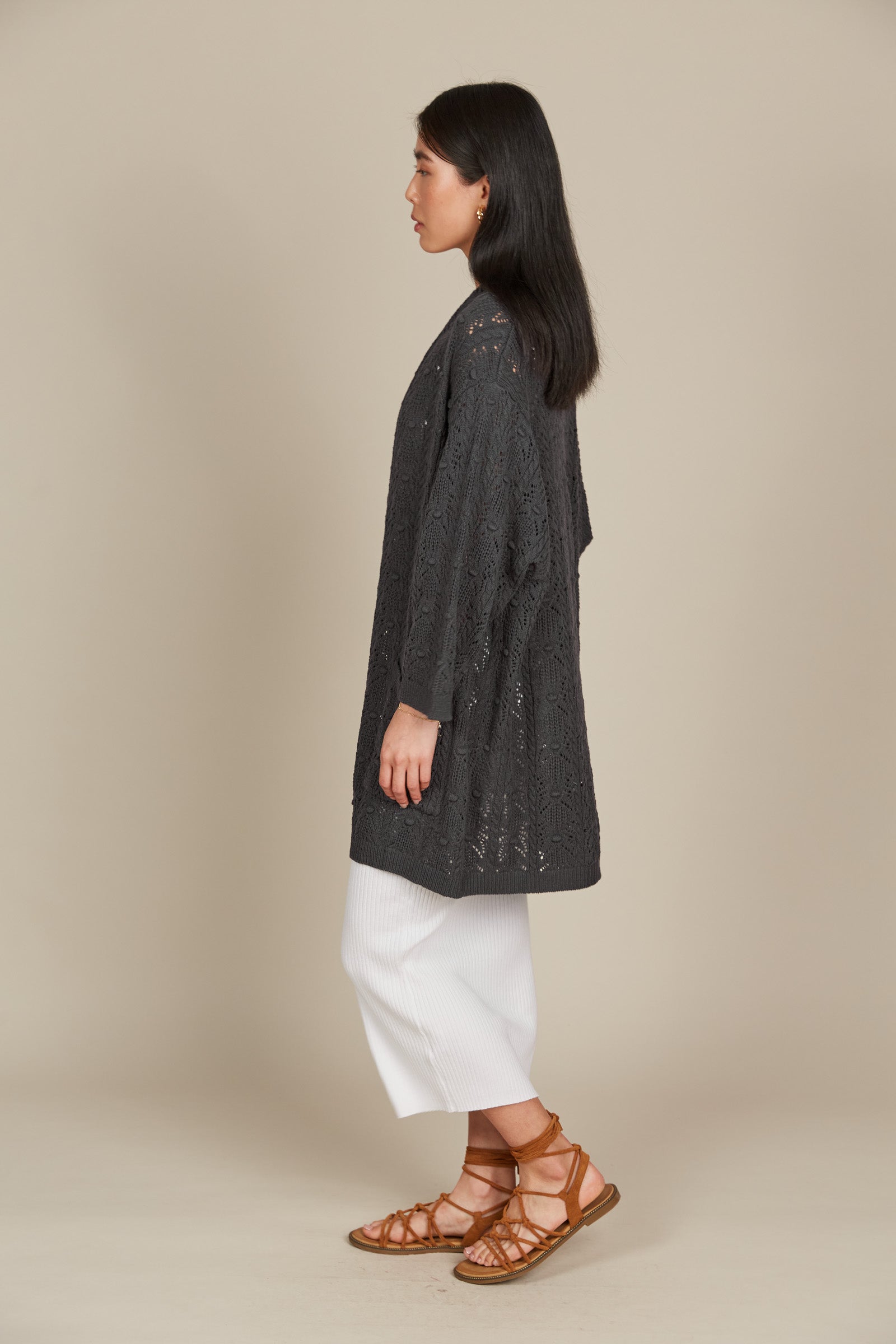 Sylvie Cardigan - Graphite - Isle of Mine Clothing - Knit Cardigan One Size