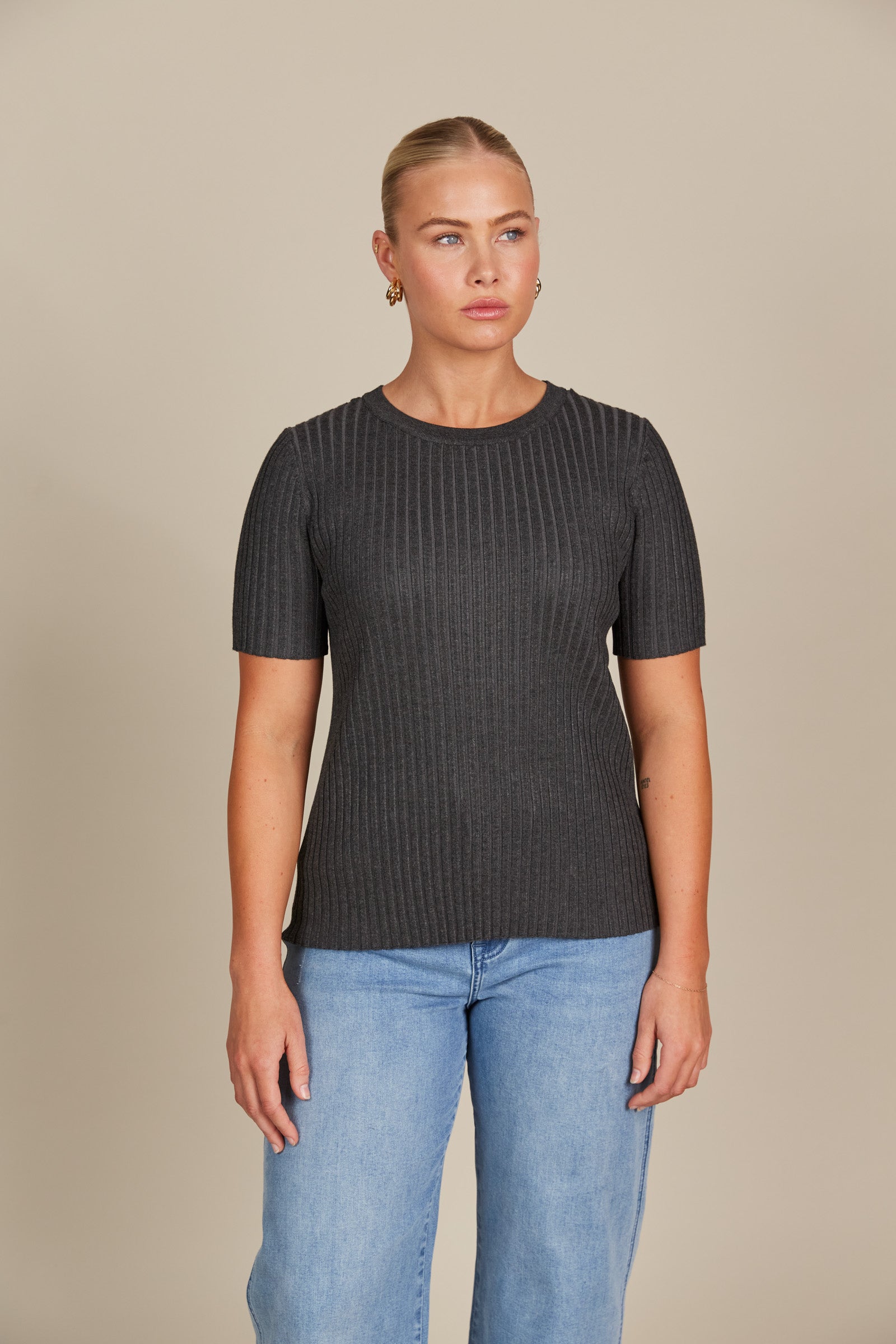 Juliette Top - Graphite - Isle of Mine Clothing - Knit Top S/S
