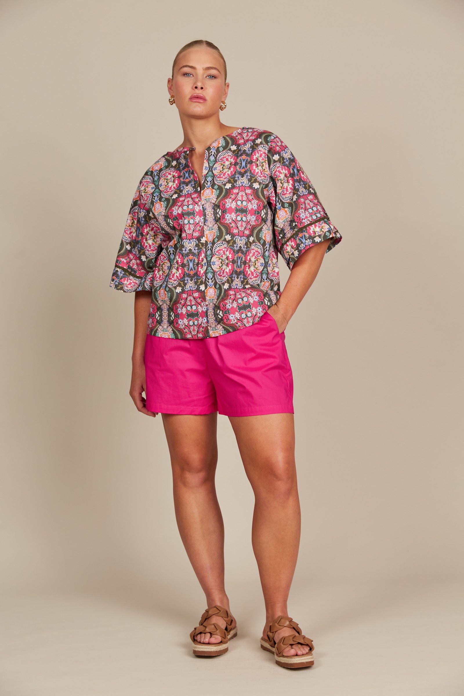 Remi Top - Olive Fleuron