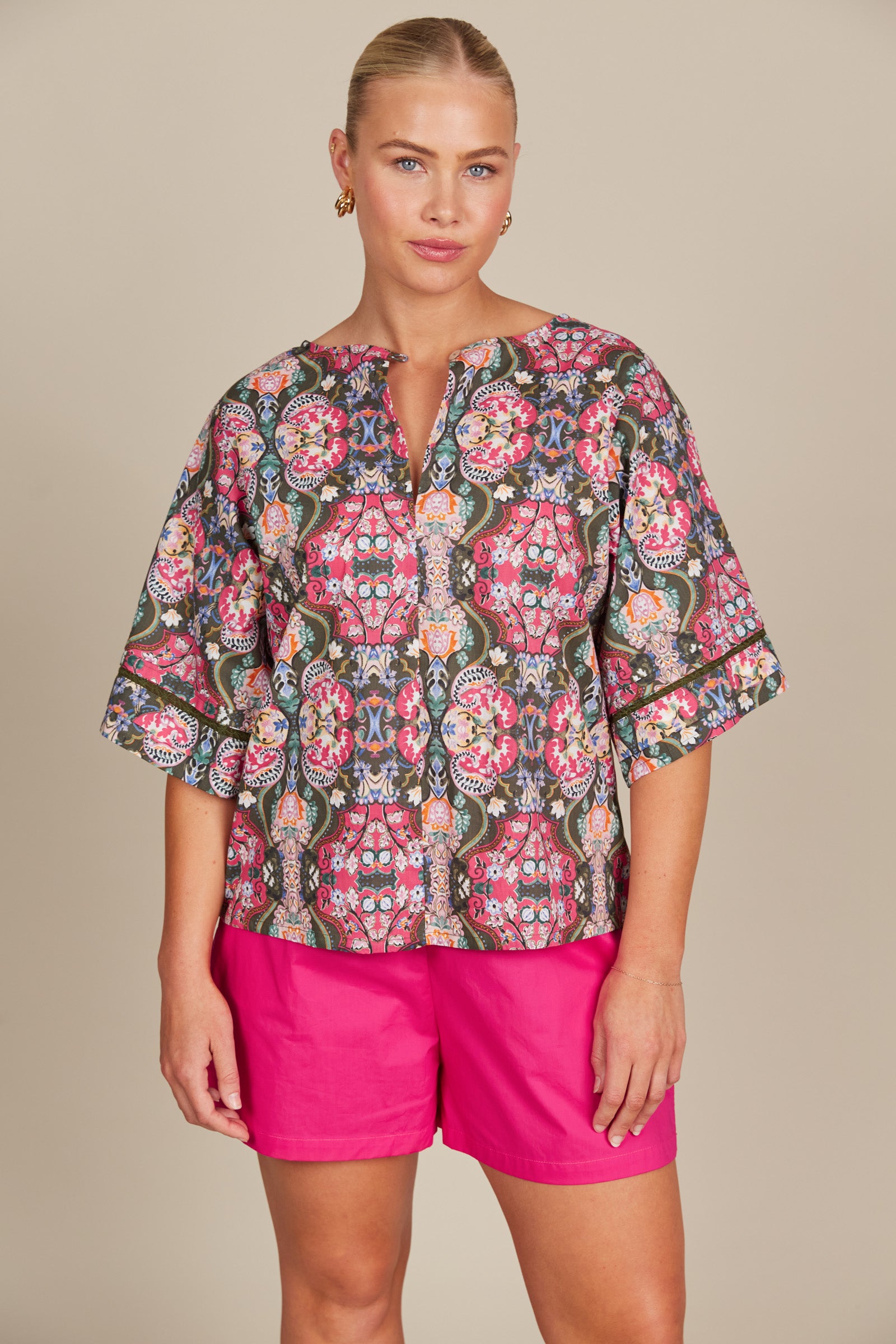 Remi Top - Olive Fleuron