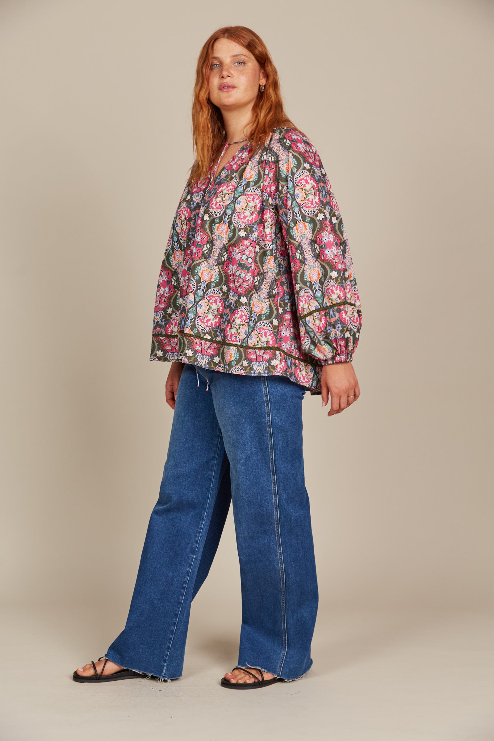 Remi Blouse - Olive Fleuron