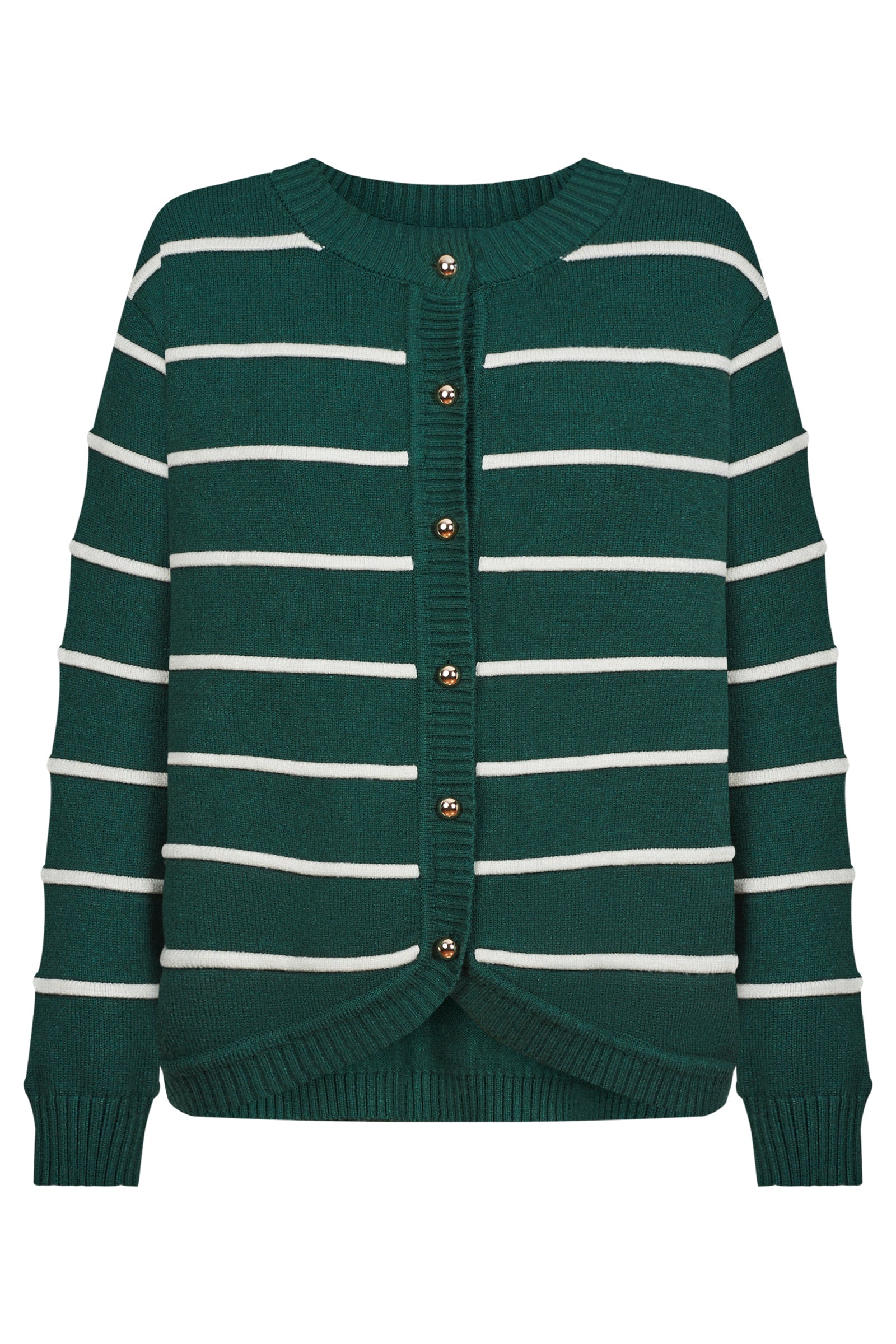 Juno Stripe Jumper/Cardigan - Pine