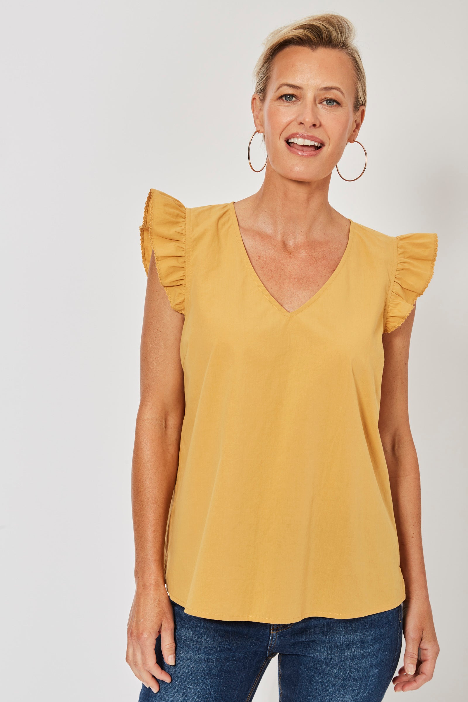 Salvador Frill Top - Sunflower