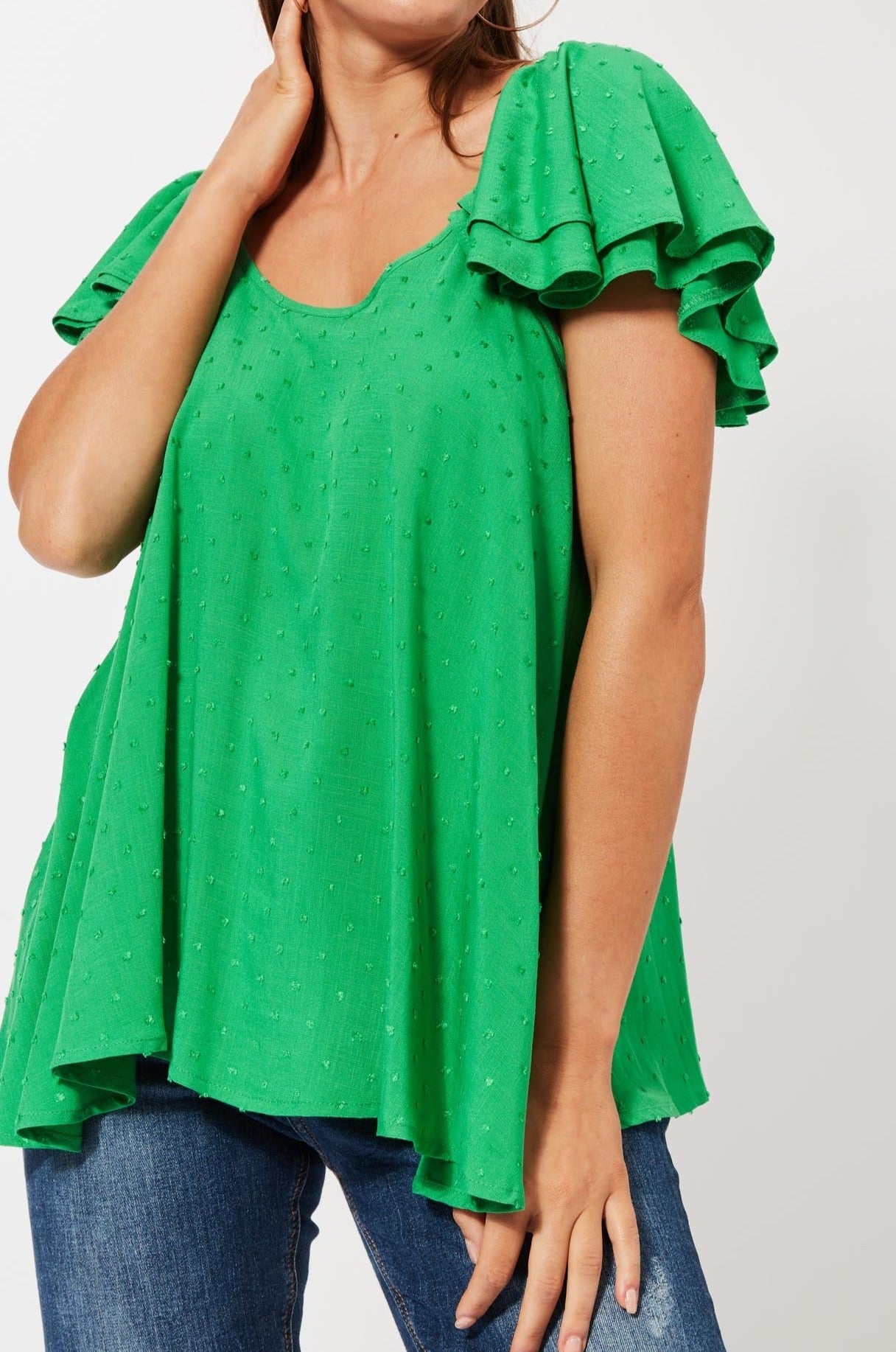 Zanzibar Frill Top - Key Lime - The Haven Co