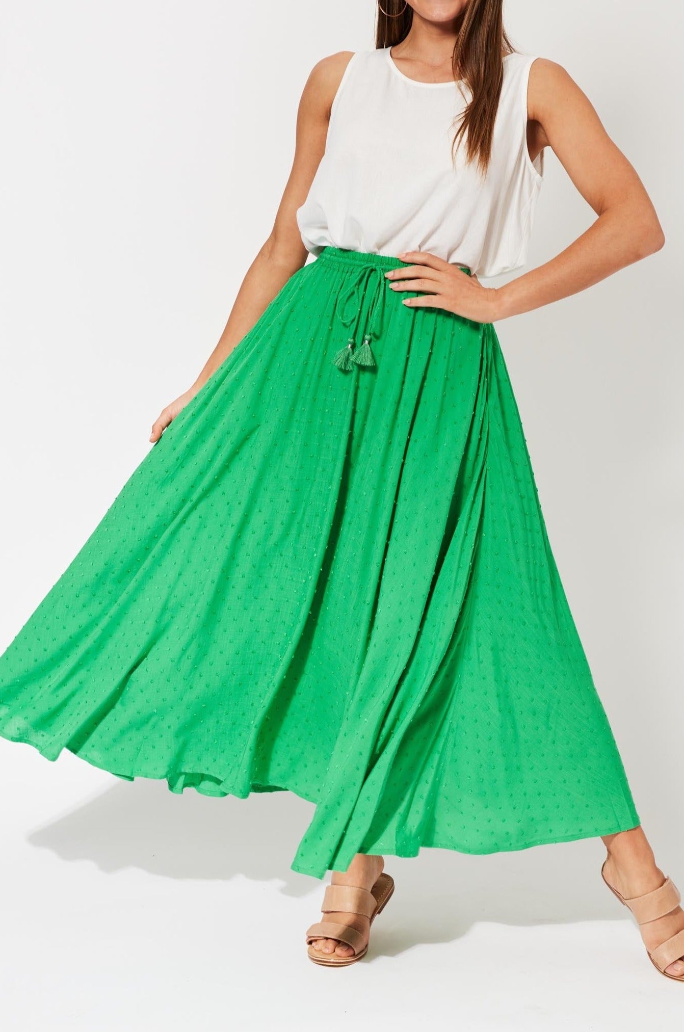 Zanzibar Maxi Skirt - Key Lime - The Haven Co