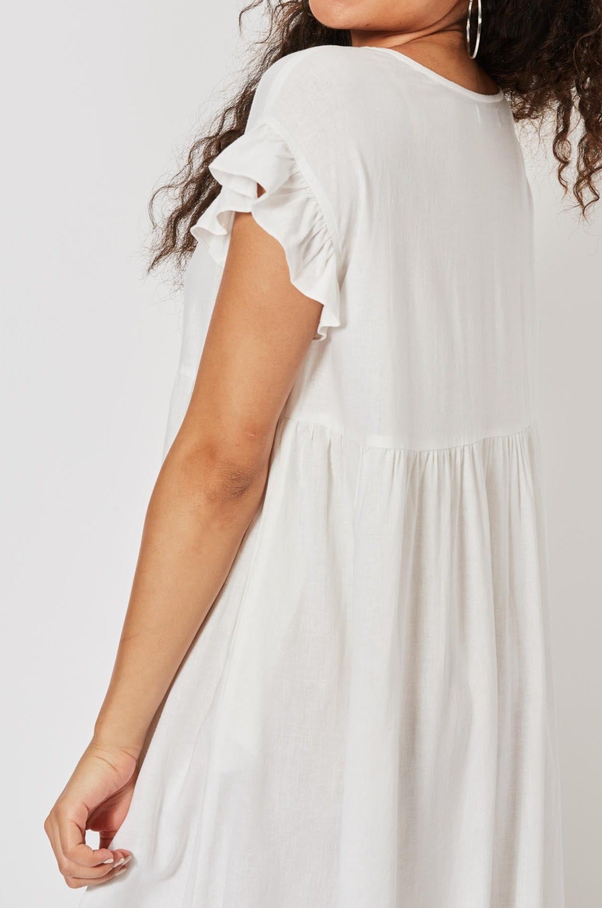 St Barts Frill Dress - Ecru - The Haven Co