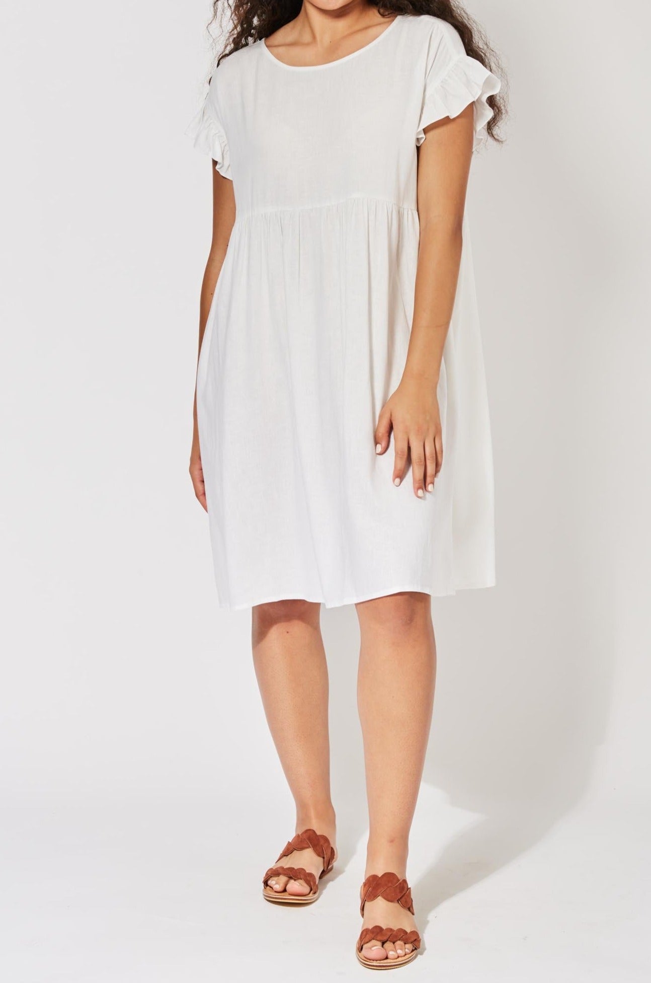 St Barts Frill Dress - Ecru - The Haven Co