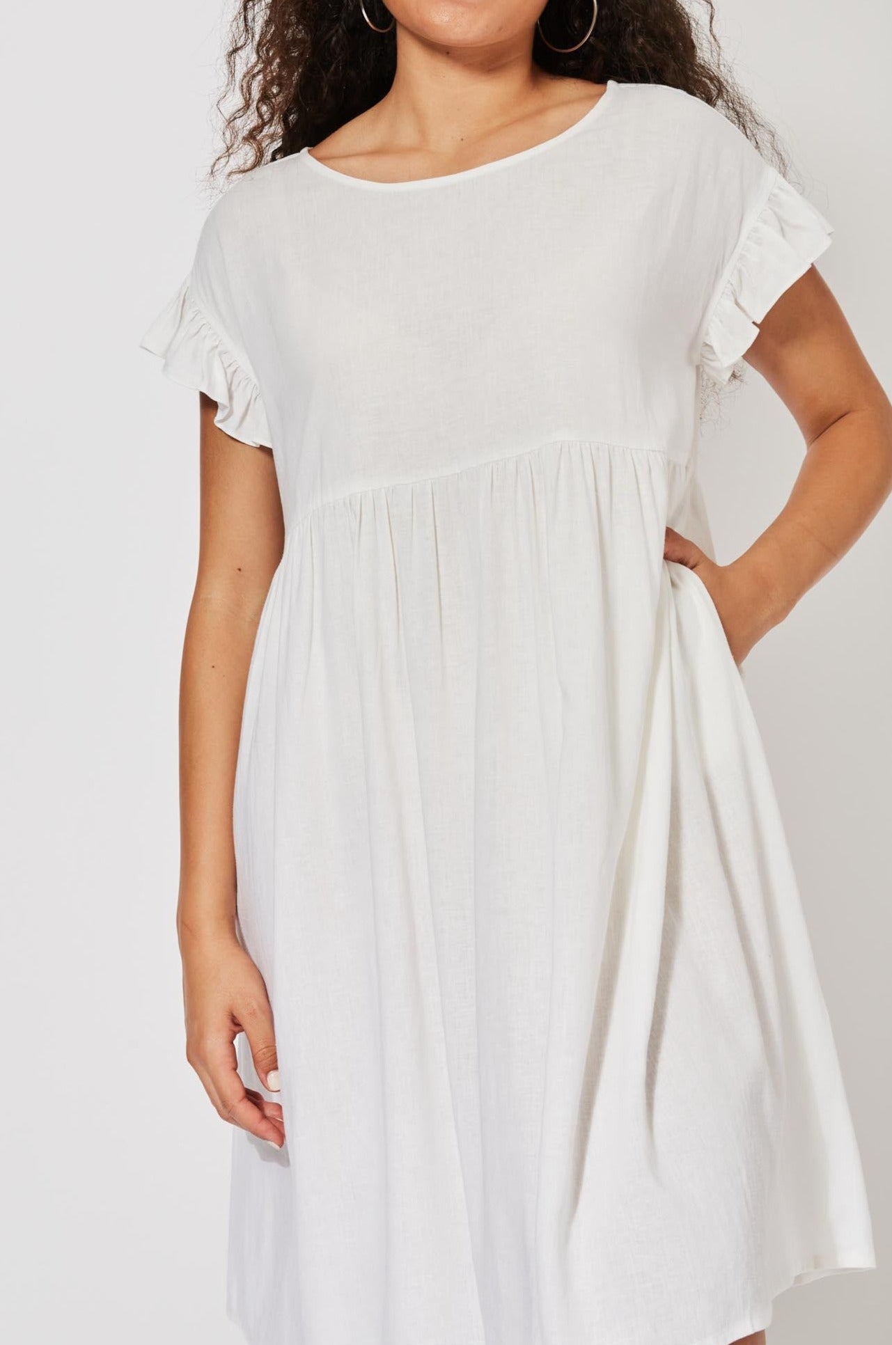 St Barts Frill Dress - Ecru - The Haven Co