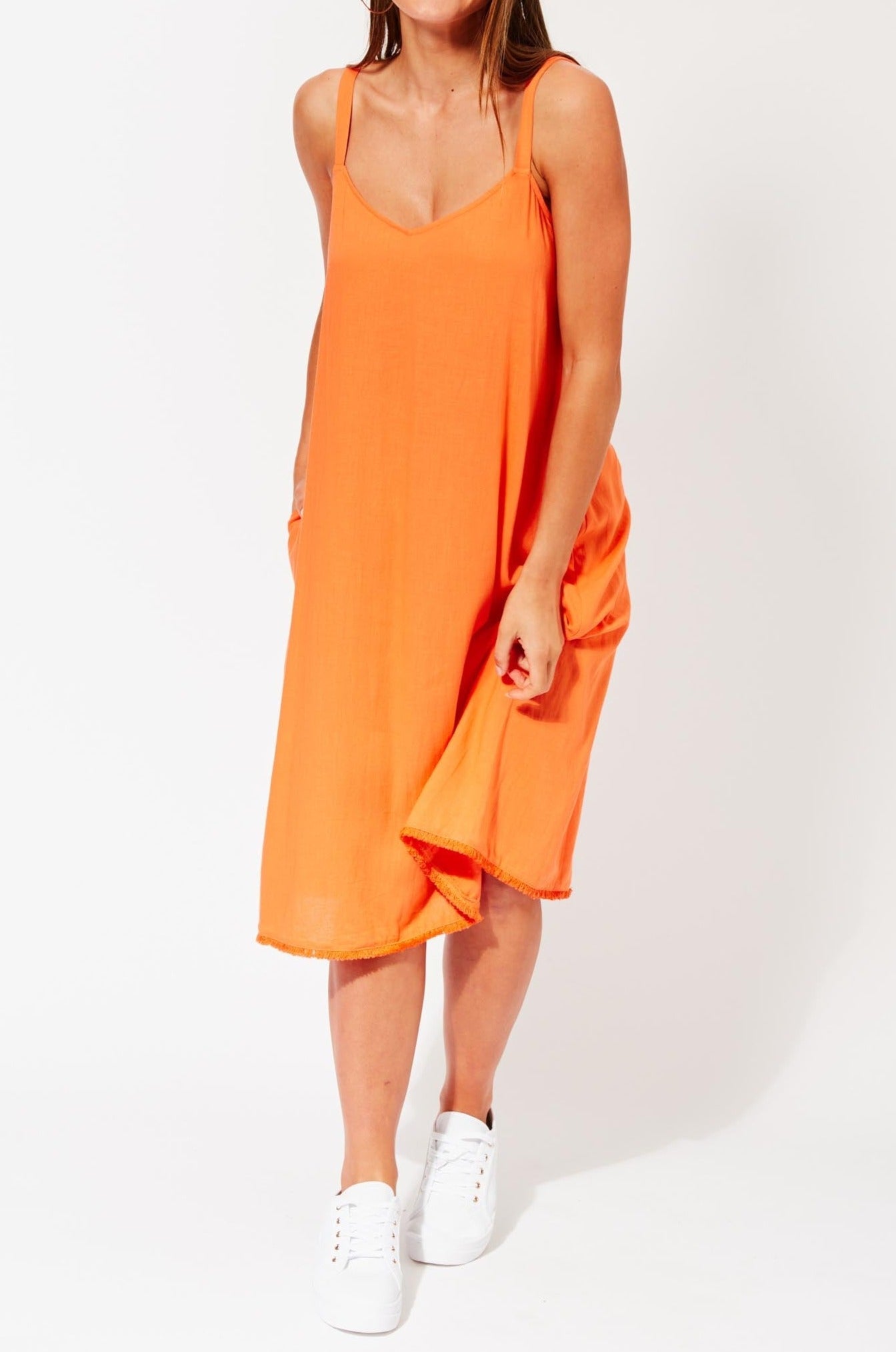 St Barts Midi Dress - Tangelo - The Haven Co