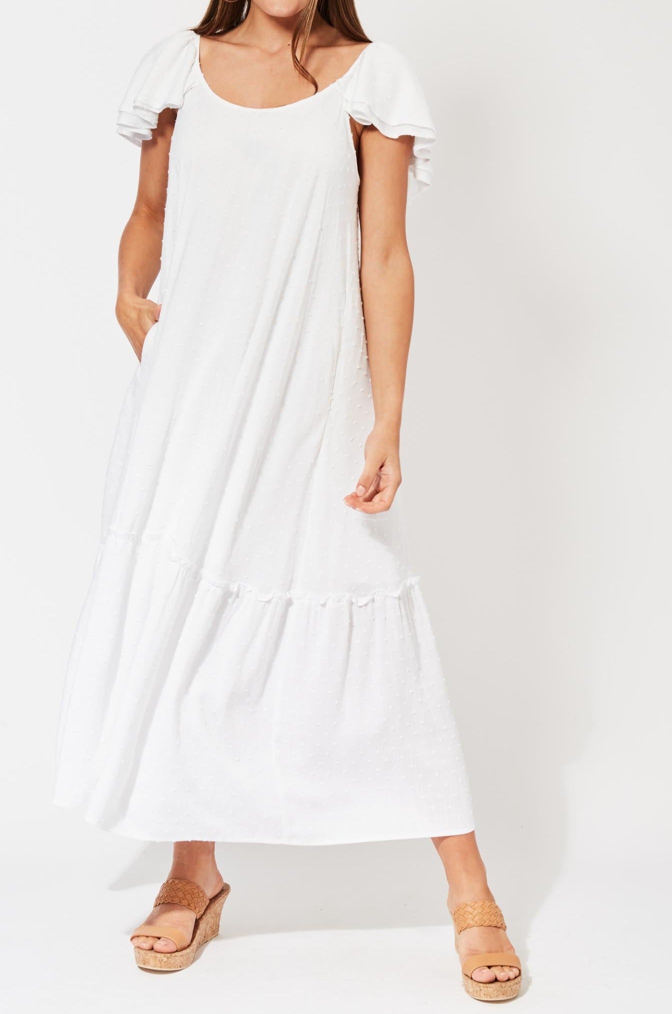 Zanzibar Frill Maxi - Ecru - The Haven Co