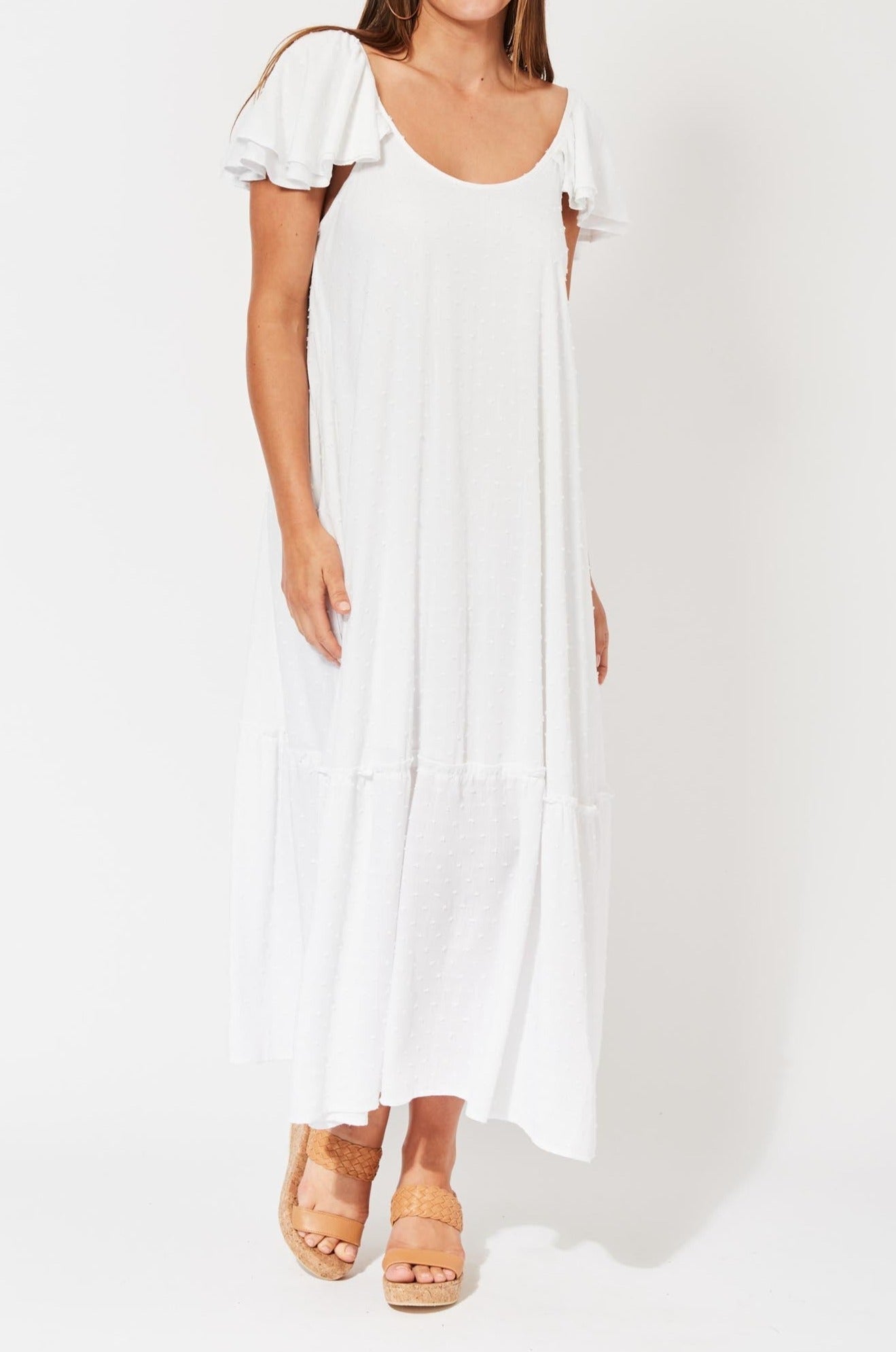 Zanzibar Frill Maxi - Ecru - The Haven Co