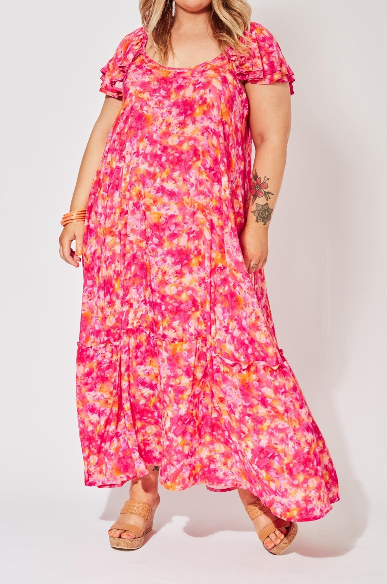 Zanzibar Frill Maxi - Sangria - The Haven Co