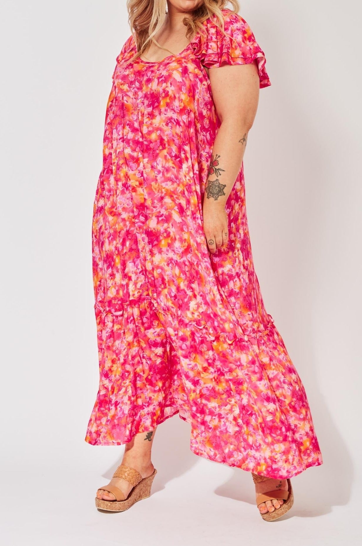 Zanzibar Frill Maxi - Sangria - The Haven Co