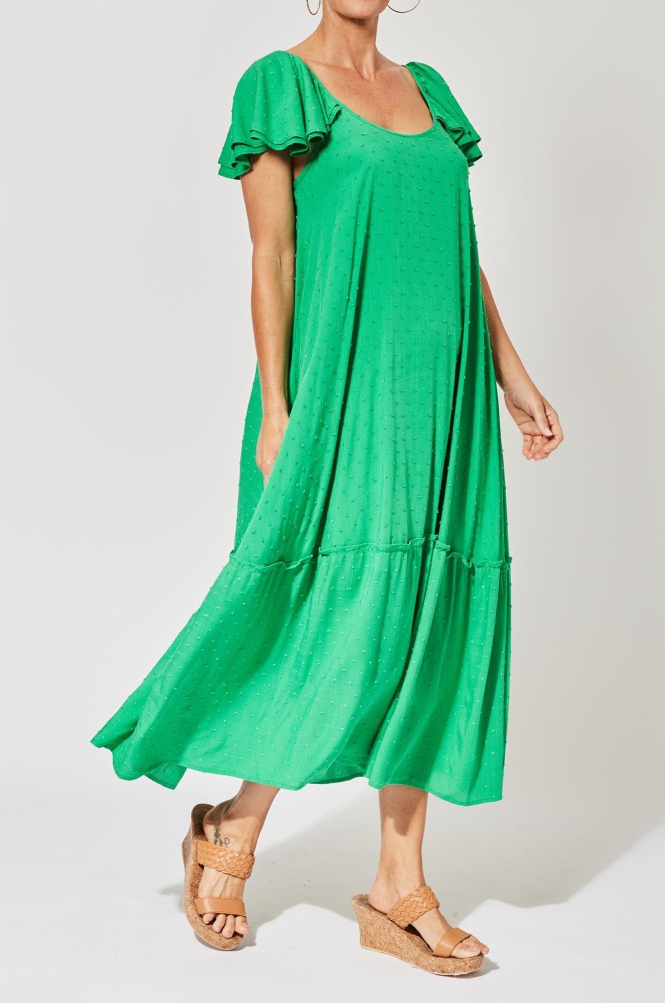 Zanzibar Frill Maxi - Key Lime - The Haven Co