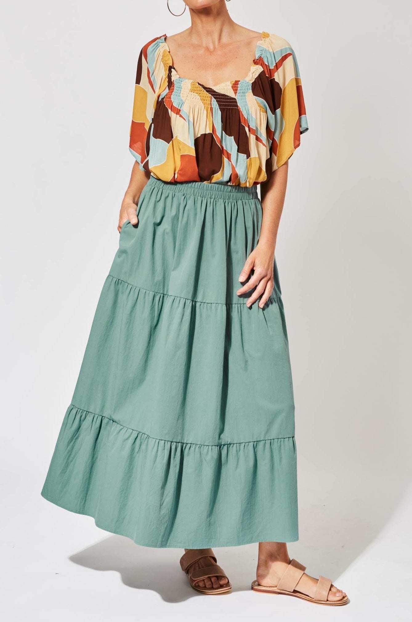 Salvador Tiered Skirt - Mineral - The Haven Co