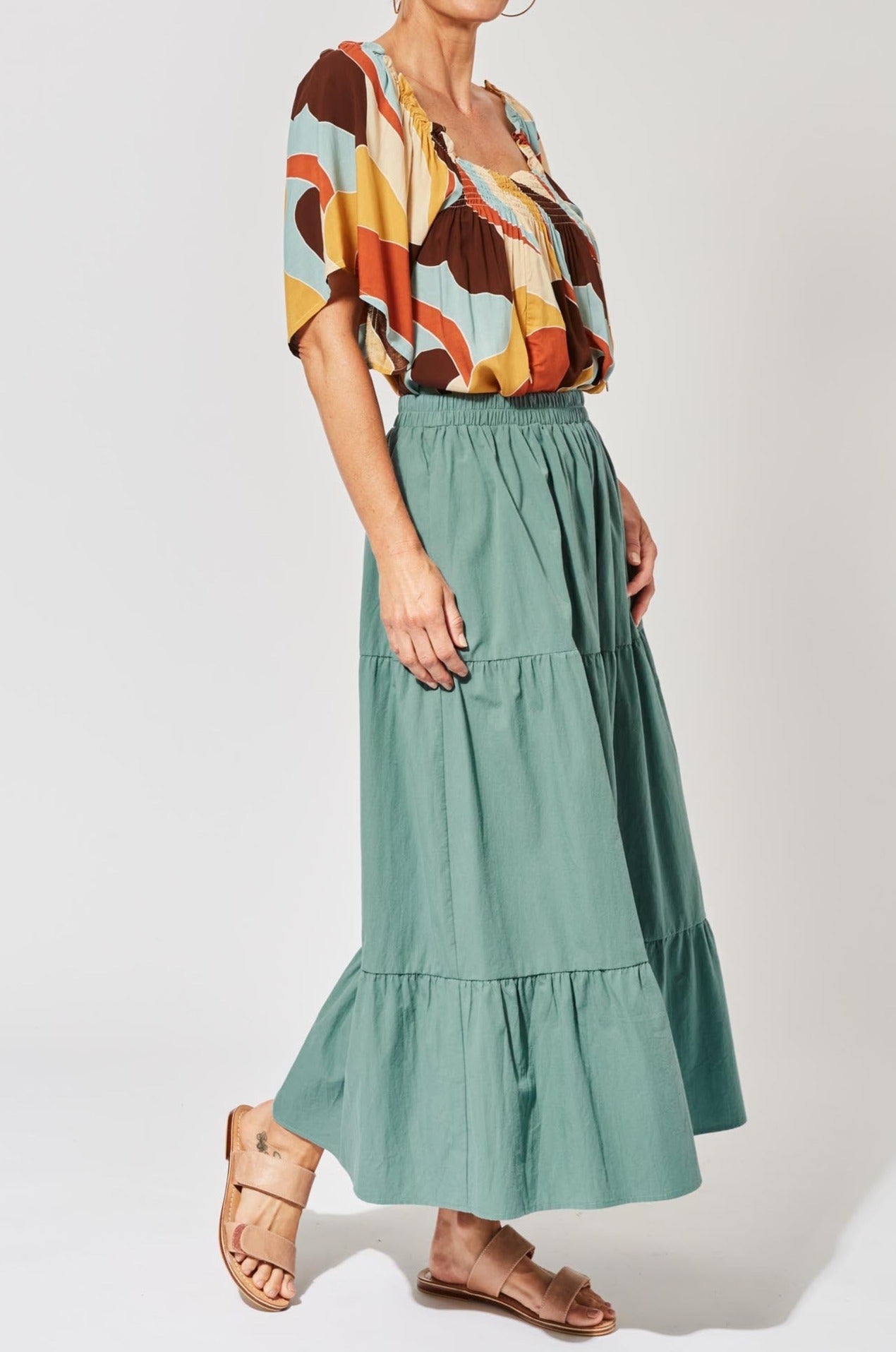 Salvador Tiered Skirt - Mineral - The Haven Co