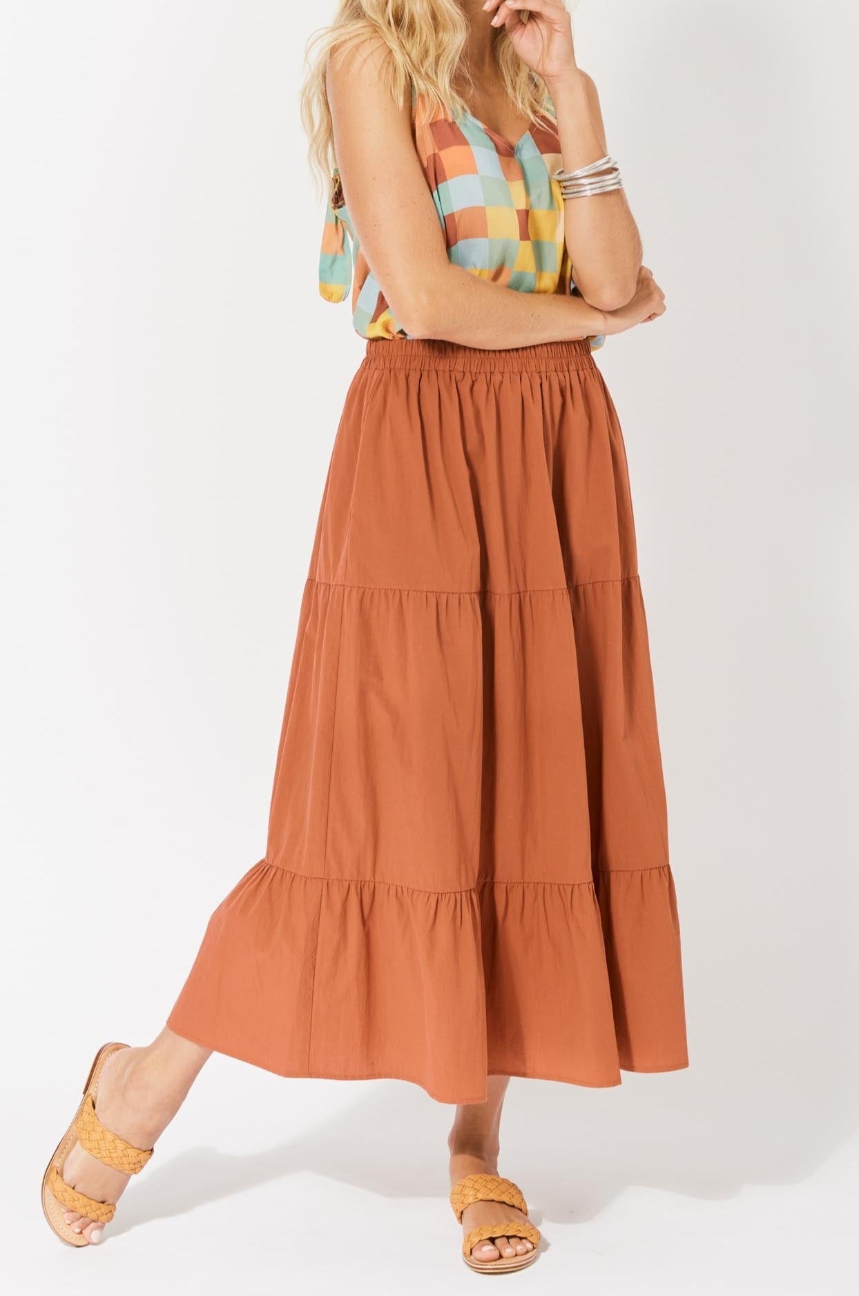 Salvador Tiered Skirt - Rust - The Haven Co