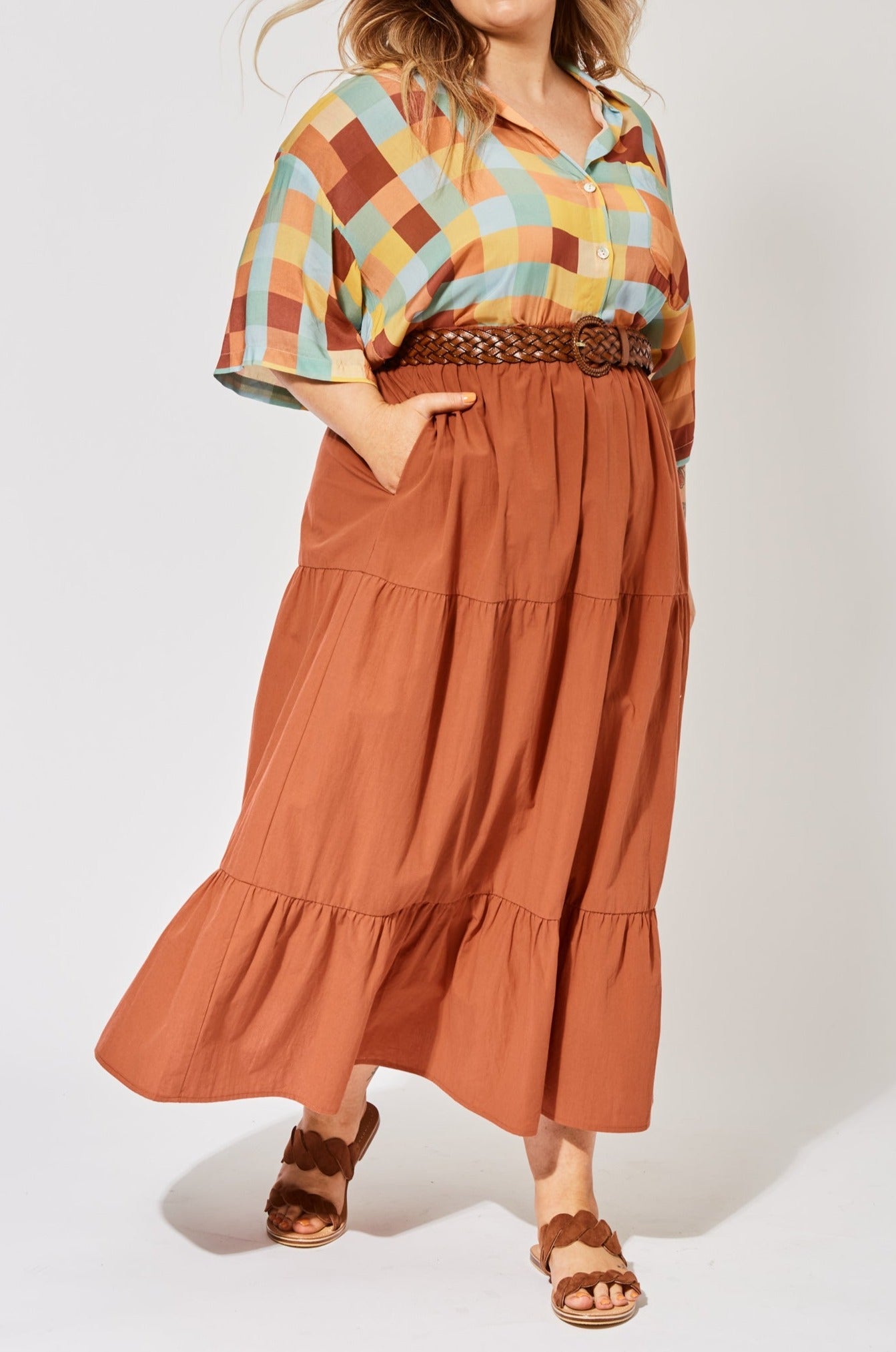 Salvador Tiered Skirt - Rust - The Haven Co