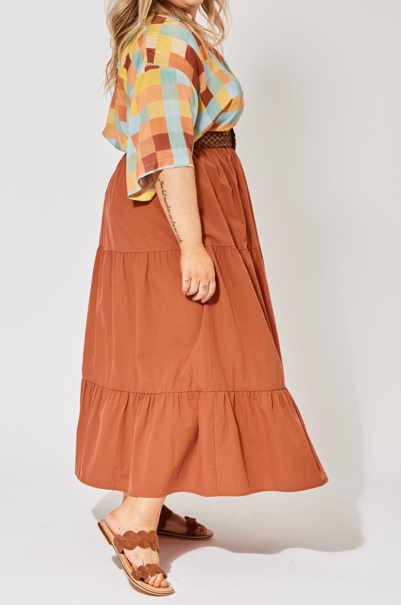 Salvador Tiered Skirt - Rust - The Haven Co