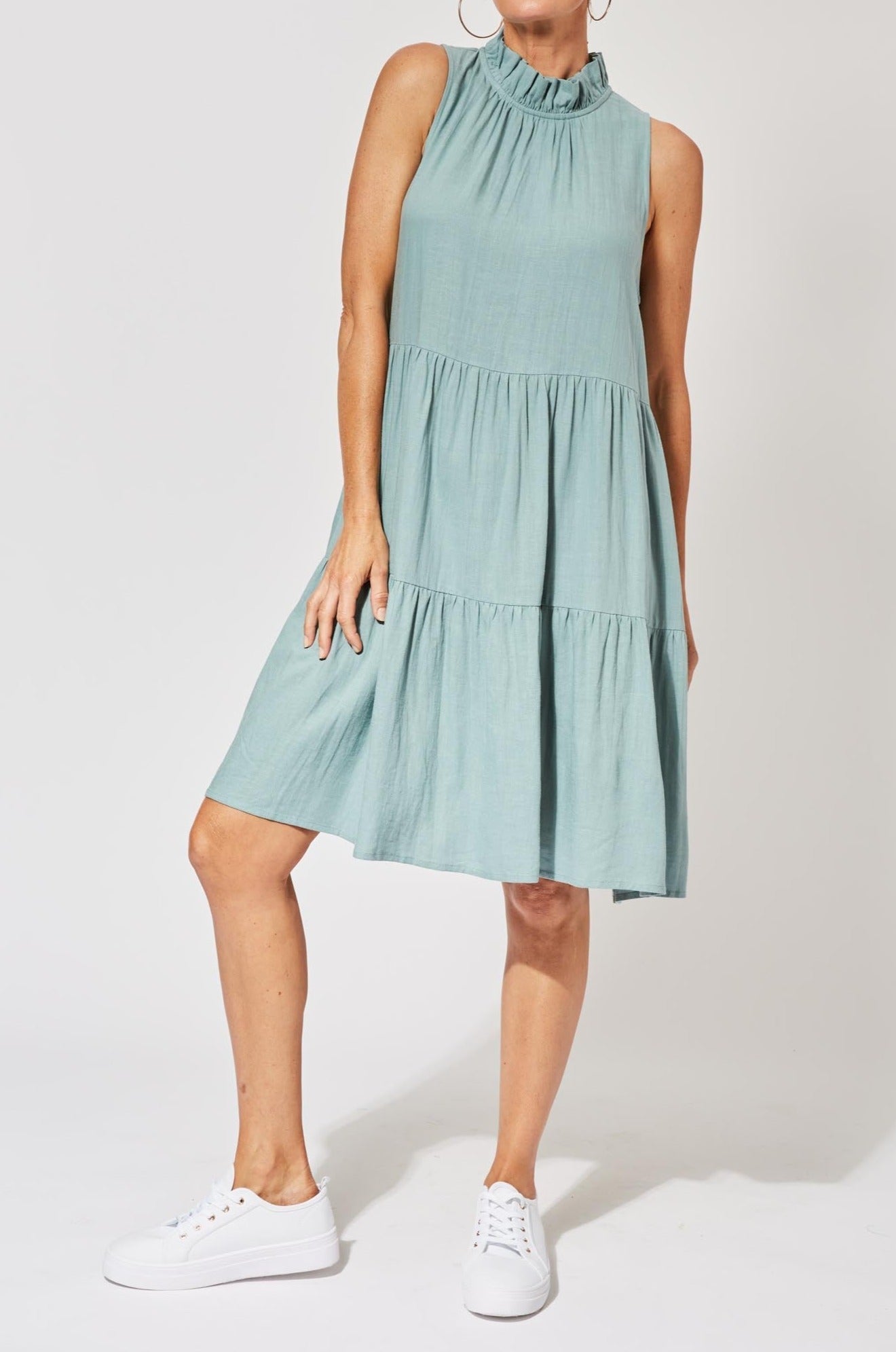 Belize Frill Dress - Mineral - The Haven Co