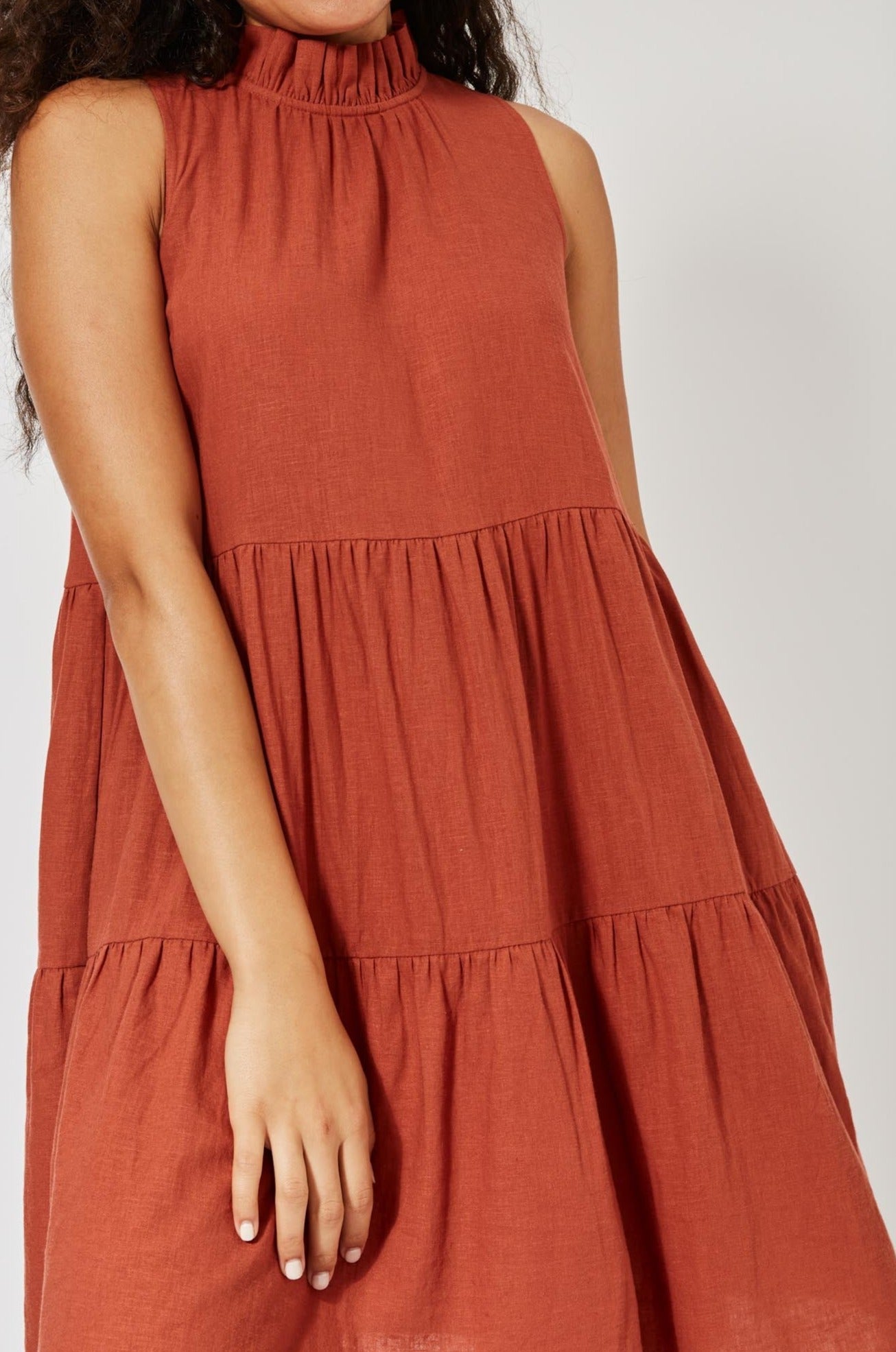 Belize Frill Dress - Rust - The Haven Co