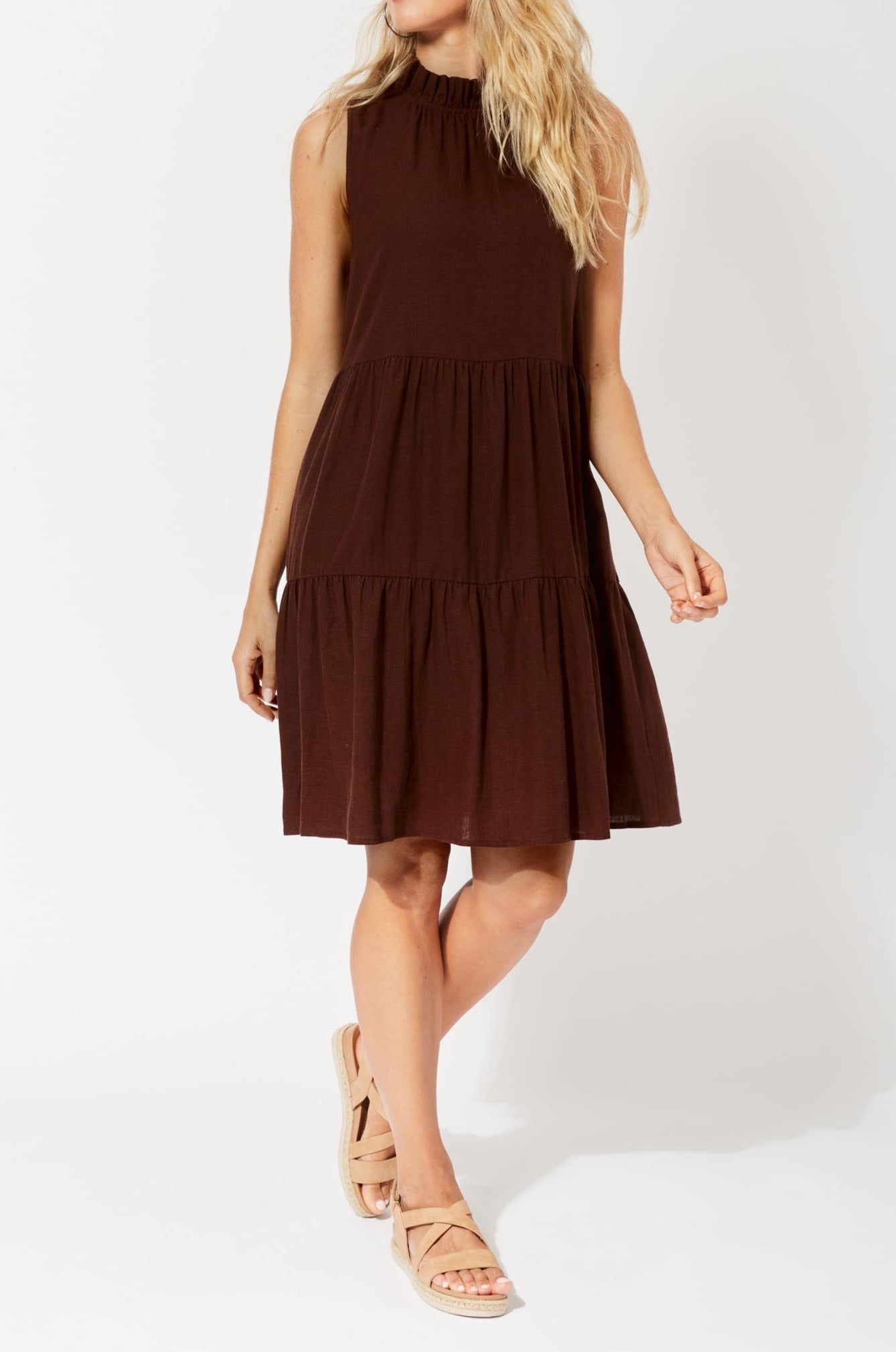 Belize Frill Dress - Henna - The Haven Co