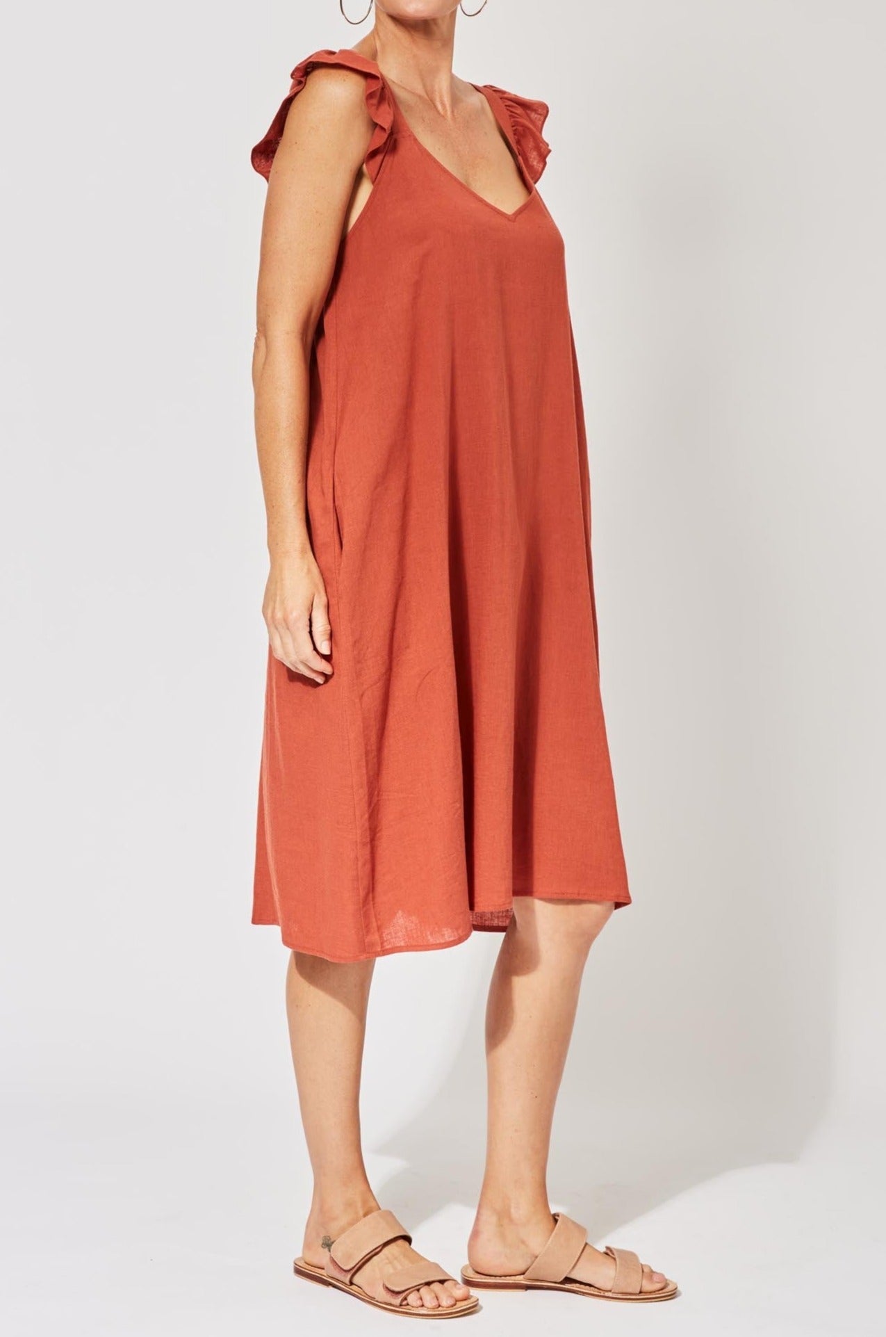 Belize Cap Sleeve Dress - Rust - The Haven Co