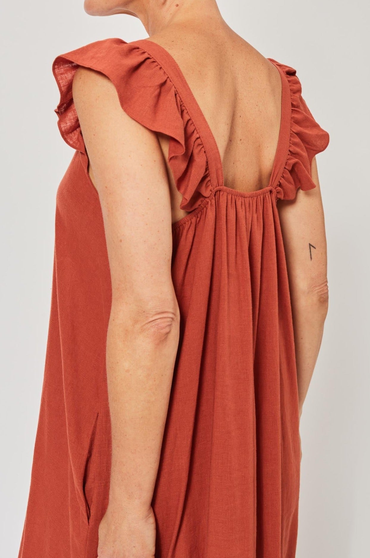 Belize Cap Sleeve Dress - Rust - The Haven Co