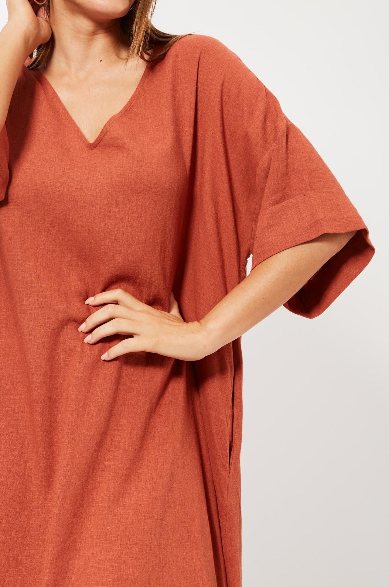 Belize Block Dress - Rust - The Haven Co